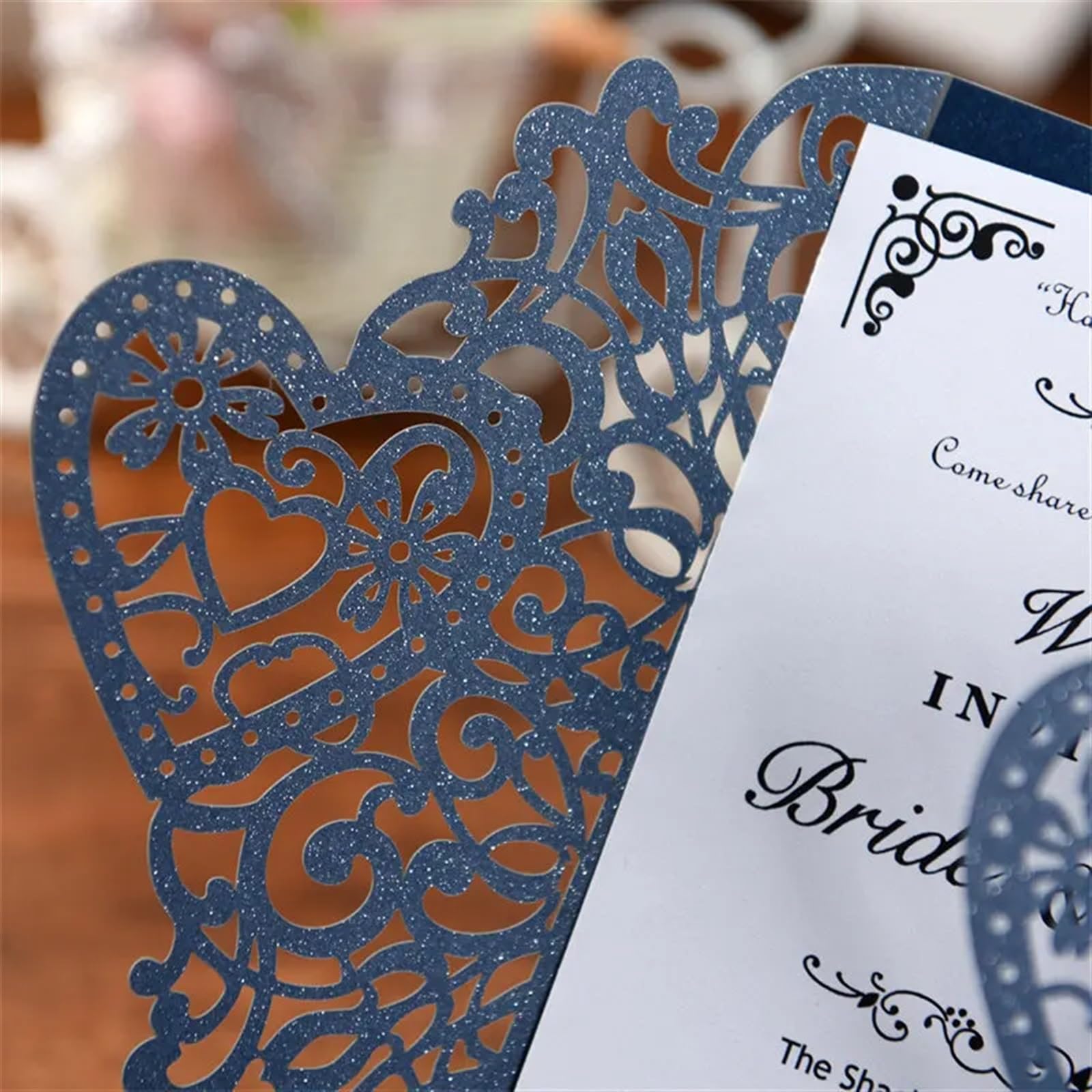 Hochzeitseinladungen Karte Hochzeitseinladungskarte, Muschel, lasergeschnitten, hohl, Valentinstag-Grußkarte, Urlaub, Party, Hochzeit, Dekoration(White 1,50PCS)