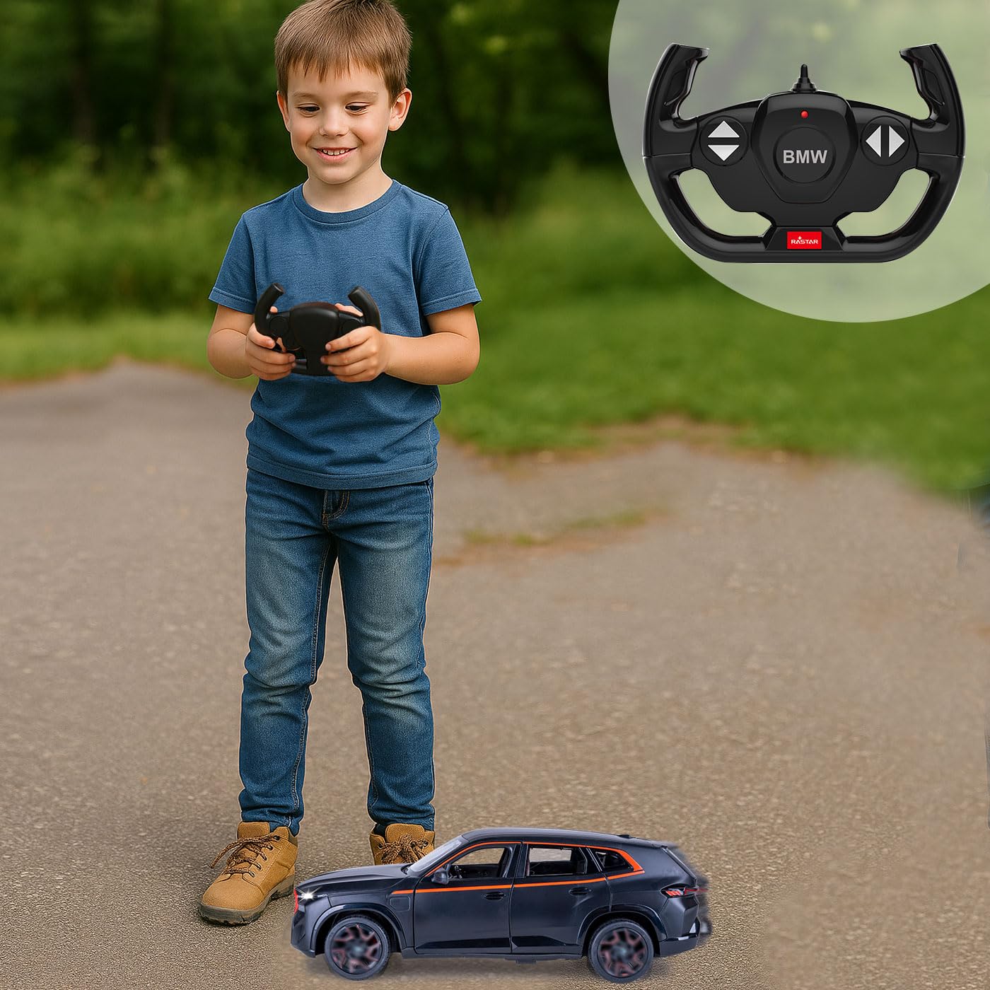 JAMARA 402223 BMW XM 1:14, 2,4 GHz – drzwi ręczne, zdalnie sterowany samochód RC, dla dzieci, zabawkowy samochód z pilotem zdalnego sterowania, model samochodu, pomysł na prezent dla dzieci, dokładne