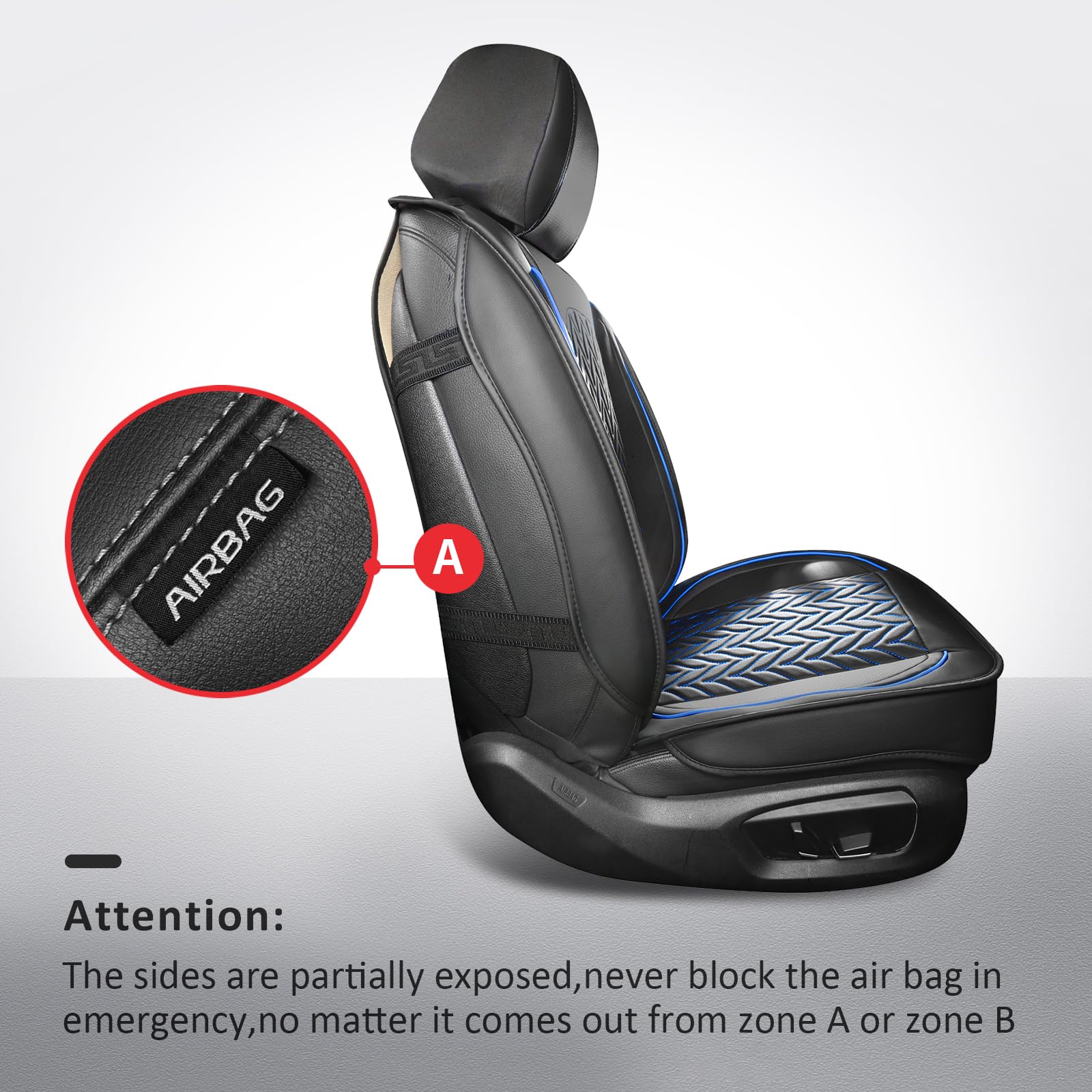 MIROZO F150 Seat Covers,Faux Leather Truck Seat Covers for Ford Full Set Pickup Seat Cover Fit for 2015-2025 Ford F-150 F-250 F-350 Crew Cab,F150 F250 F350 Seat Cover(Black and Blue,Full Set)