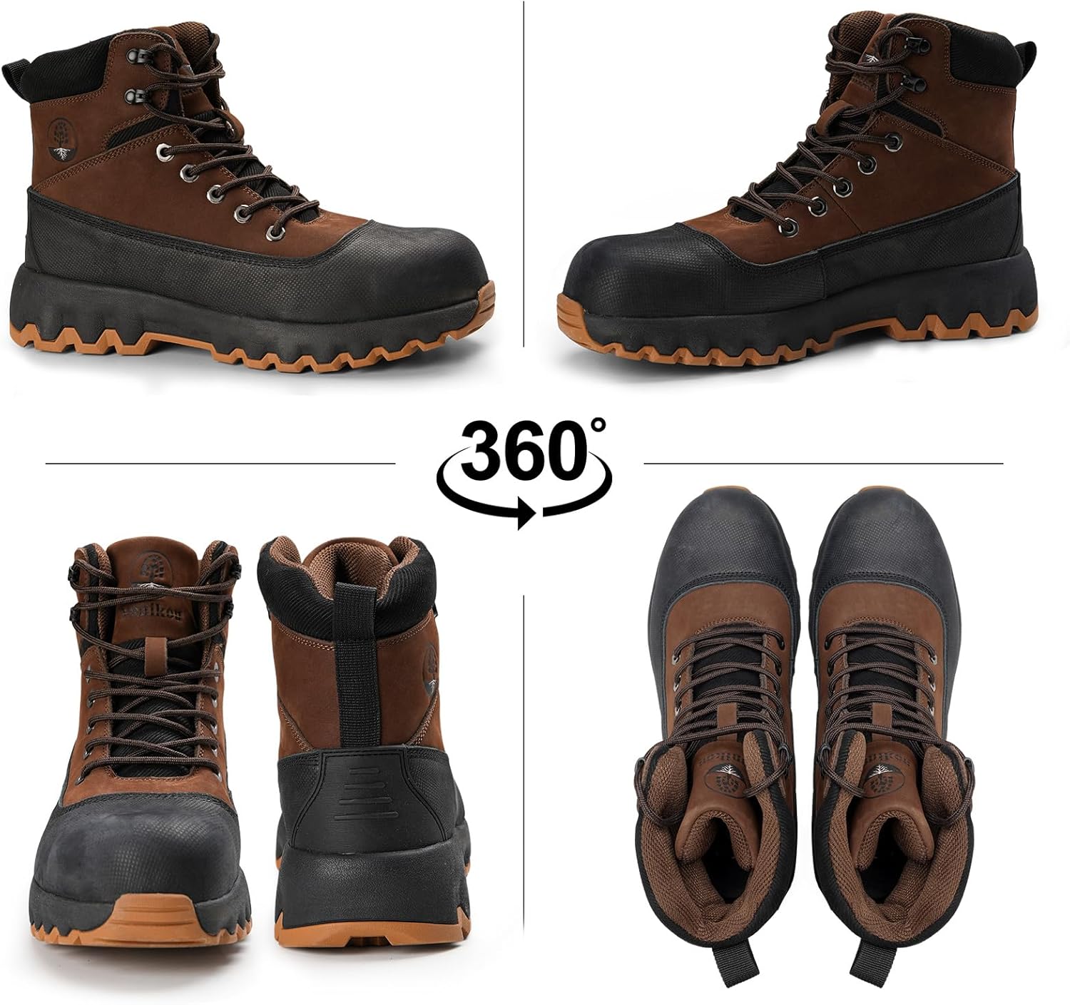 Mens work boots Composite Toe Boots for Men Genuine Leather Rubber Sole No Slip Waterproof Shoes Industrial & Construction Safety boots - Image 4
