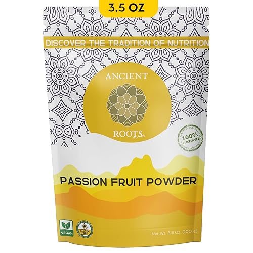 Ancient Roots Polvo de maracuyá - Colorante alimentario totalmente natural, relleno de antioxidantes, vitamina C y fibra, 25 porciones (3.5 onzas) Ancient Roots Polvo de maracuyá - Colorante alimentario totalmente natural, relleno de antioxidantes, vitamina C y fibra, 25 porciones (3.5 onzas)
