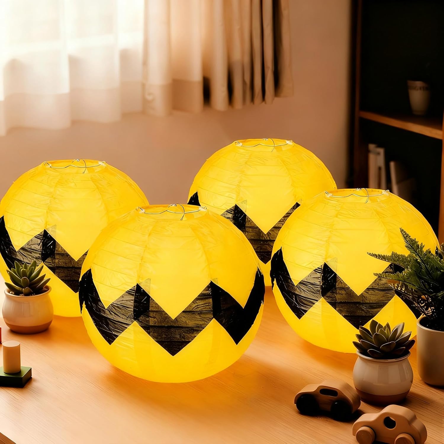 12 Pcs Cartoon Dog Party Decorations Cartoon Dog Hanging Paper Lanterns Yellow Paper Lanterns for Birthday Party Hanging Decorations Supplies