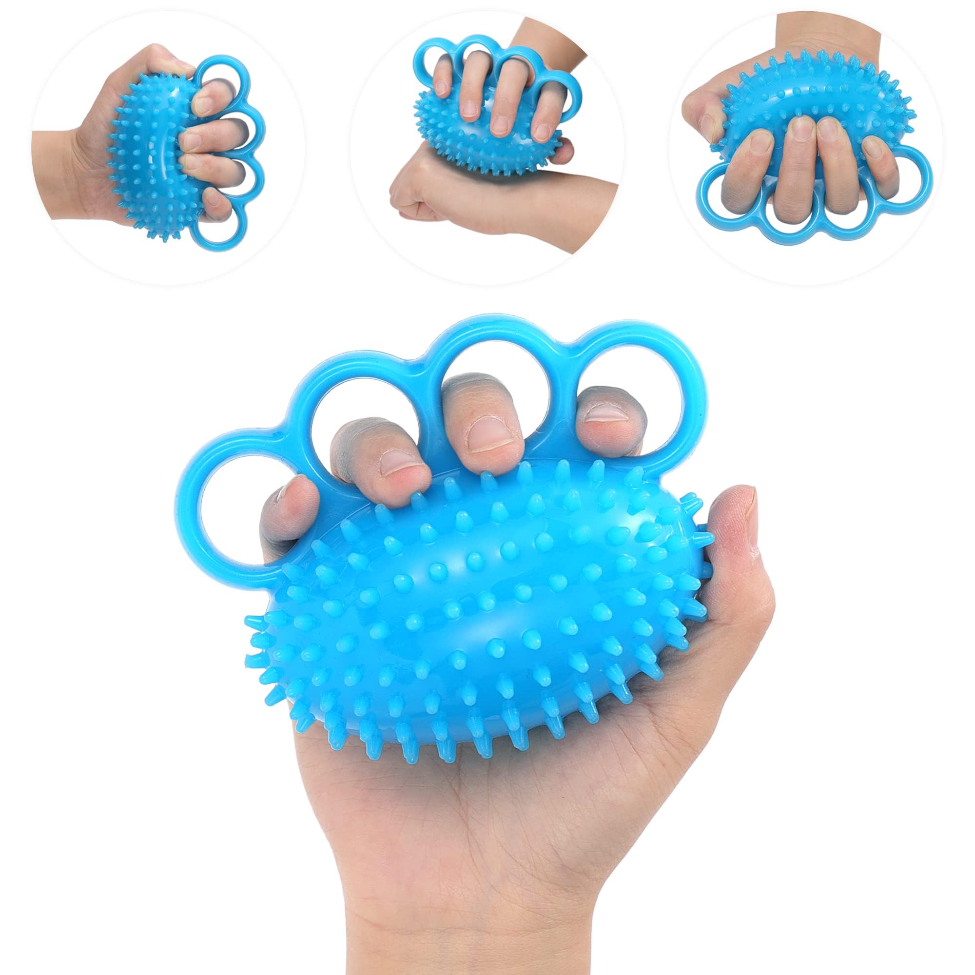 Hand Grips Strengthener, Stress Balls for Adults, Squeeze Ball for Hand Therapy, Grip Strengthener for Hand Rehabilitation, Portable Exercise Ball for Office Workers, Elderly, Stroke Recovery, Blue, 1 Count-image-5