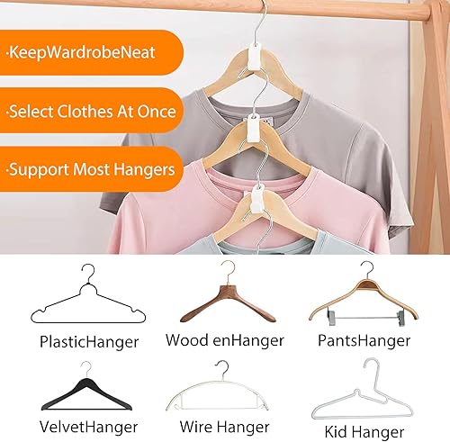 Miniatura 2 de 100 ganchos para colgar ropa, clips extensores resistentes que ahorran espacio para perchas de madera de terciopelo de plástico, organizador de