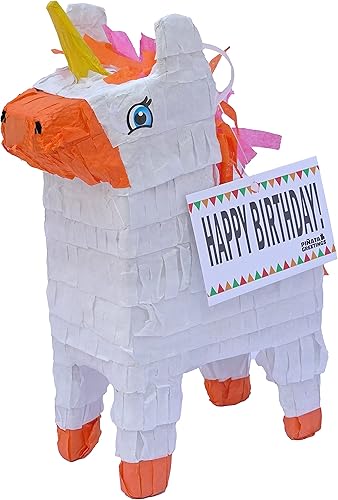 Bonita piñata de unicornio de 12 pulgadas prellenada con varias cantidades de caramelos populares y etiqueta de mensaje adjunta, regalo perfecto