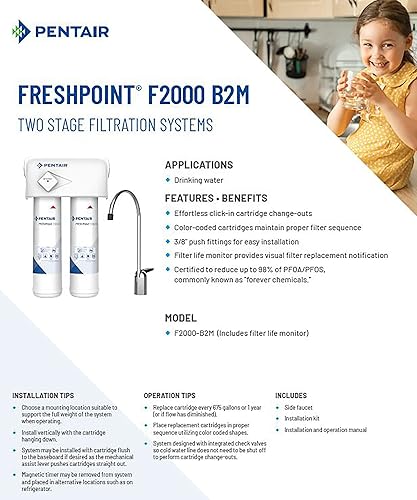 Miniatura 2 de Pentair FreshPoint F2000-B2B - Sistema de filtración de agua debajo del fregadero de 2 etapas, certificado NSF para reducir el PFOAPFOS