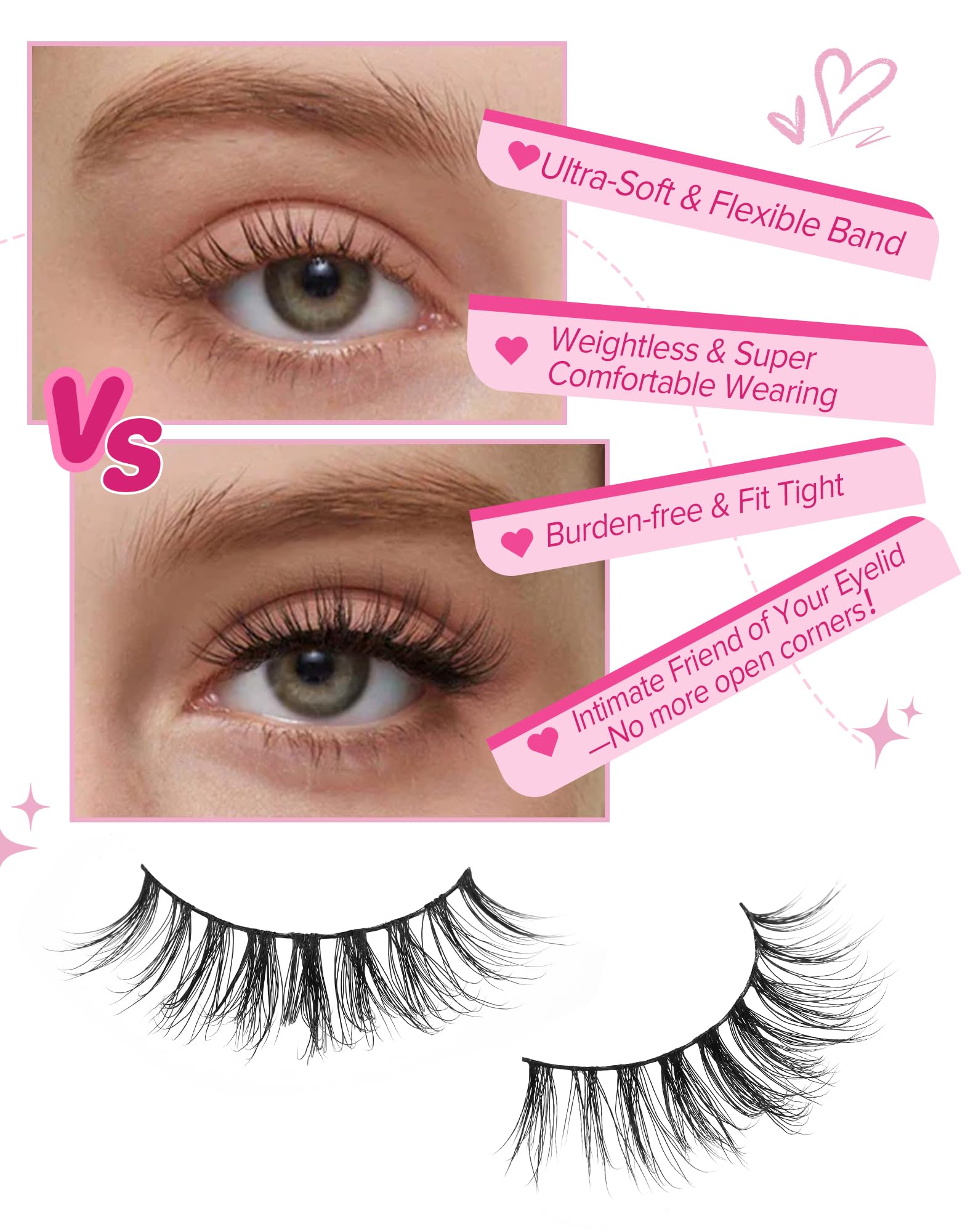 Mink Lashes Natural Look Wispy Eyelashes Short Wispy False Lashes 9mm 3D Strip Fake Eyelashes C Curl Eye Lashes 7 pairs S2: 82-SUGAR