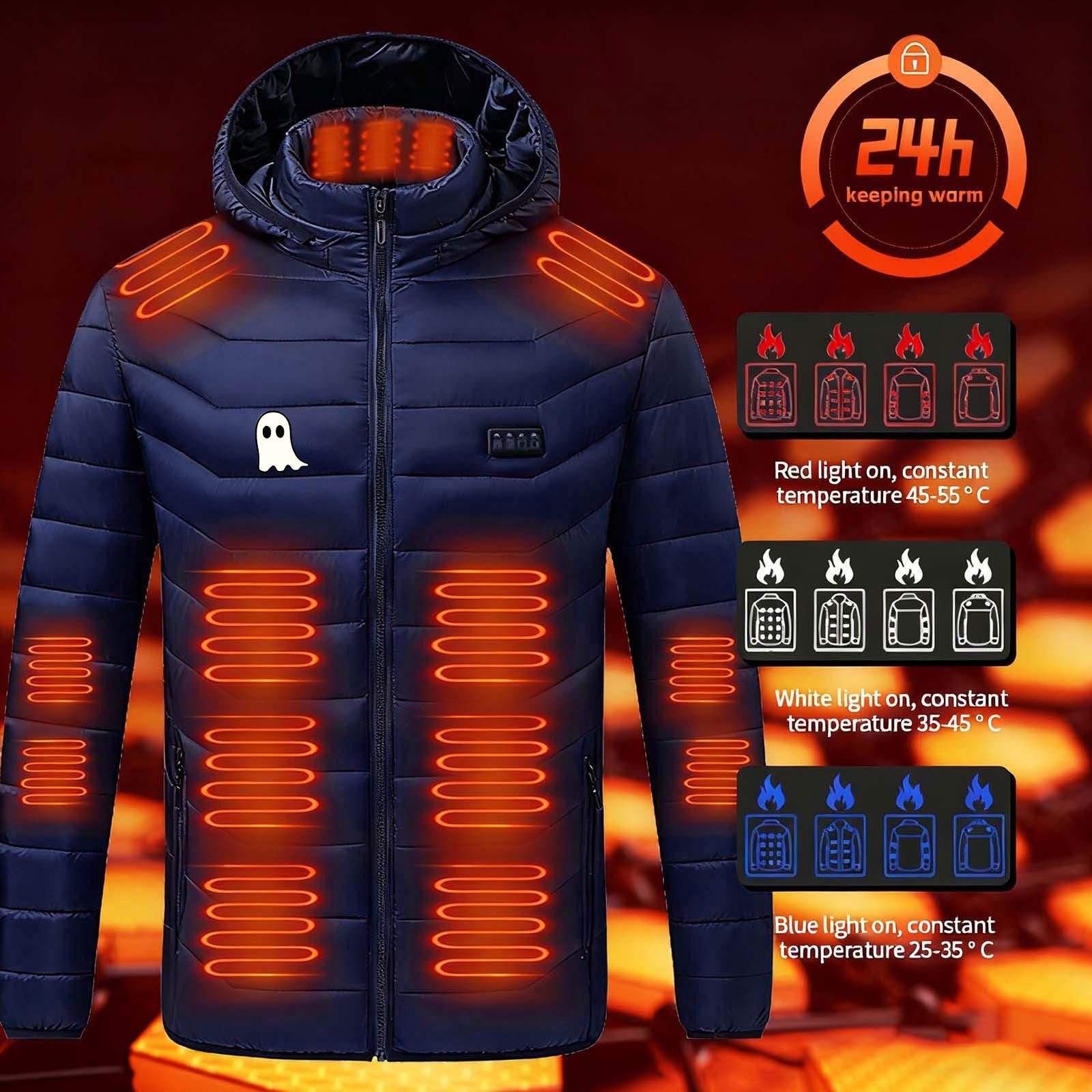 Chaqueta Calefactable Mujer,21 Zonas de Calor y 4 Controles Independientes