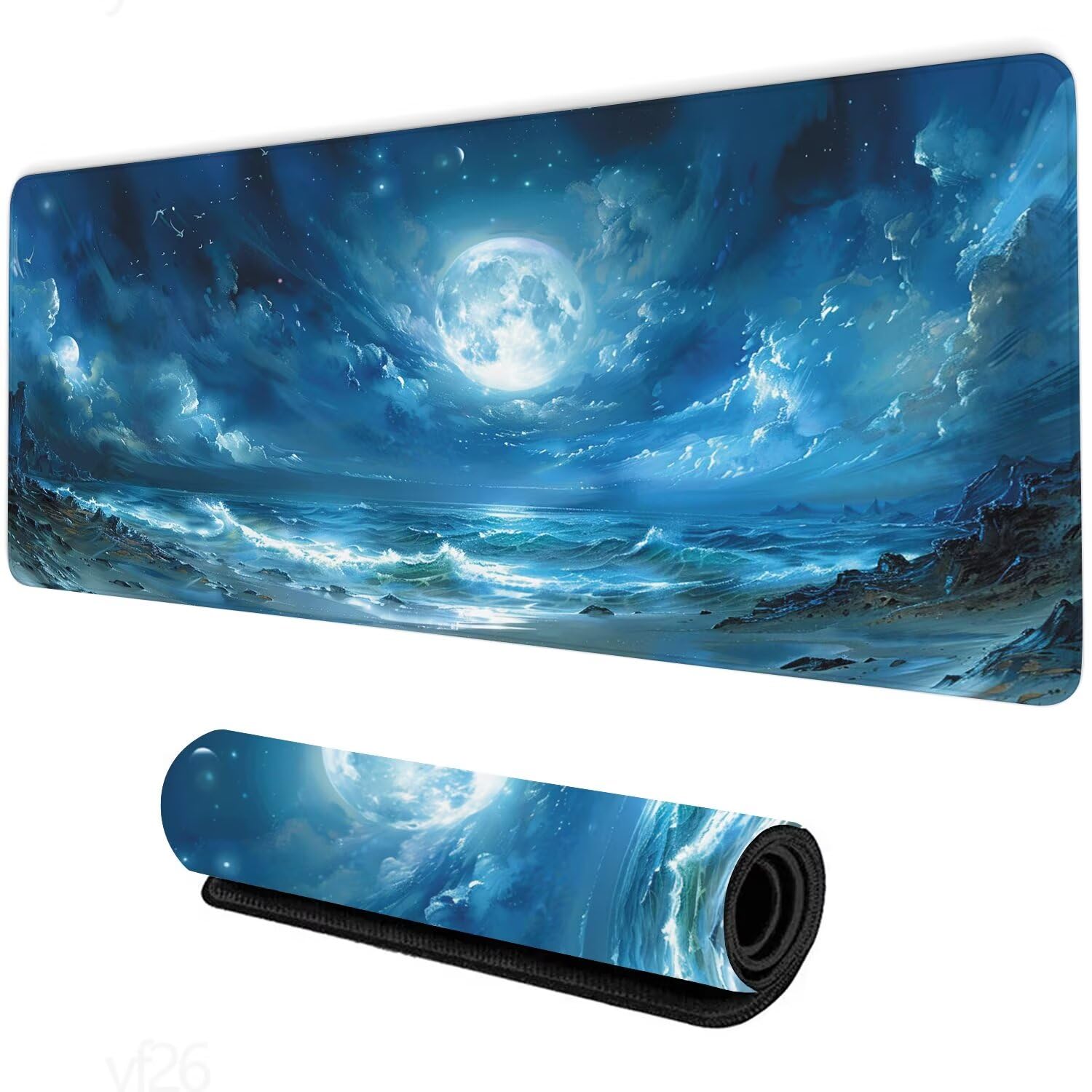 Alfombrilla Ratón azul Alfombrilla Raton 1600x800x3mm, Cielo Alfombrilla de Ratón Extendida de Gran Tamaño con Bordes Cosidos, Protector Escritorio, Antideslizante, Alfombrilla Ratón Gaming YF-26