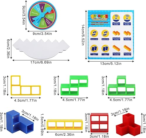 Miniatura 2 de Juguete apilable de 48 piezas con 22 tarjetas y tocadiscos, juego de mesa de equilibrio, juguete de bloque de construcción para niños y adultos,