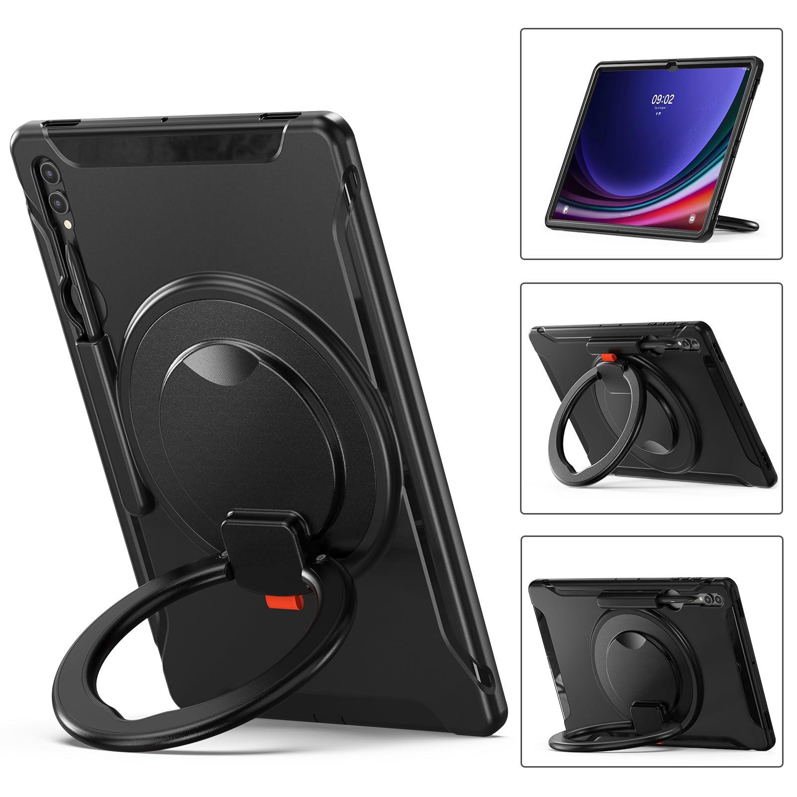Tablet-Hülle for Samsung Galaxy Tab S10 Ultra Hülle 14,6 Zoll 2024 SM-X920, Ganzkörper-Schutzhülle, robuste Hybrid-Stoßstangen-Schutzhülle mit Griff, drehbarem Ständer
