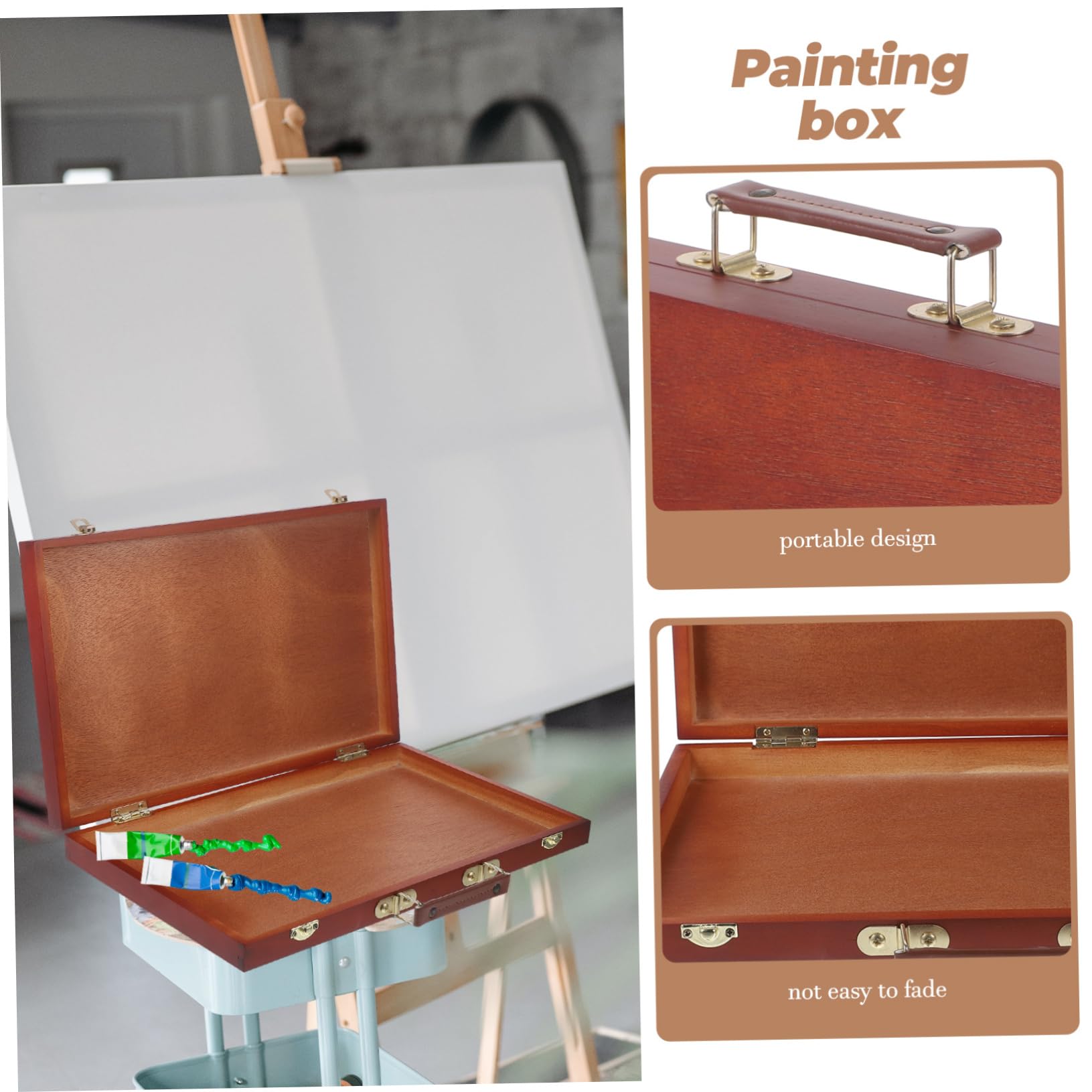Hohopeti Boîte à Dessin en Bois, Boîte de Peinture Multifonctionnelle
