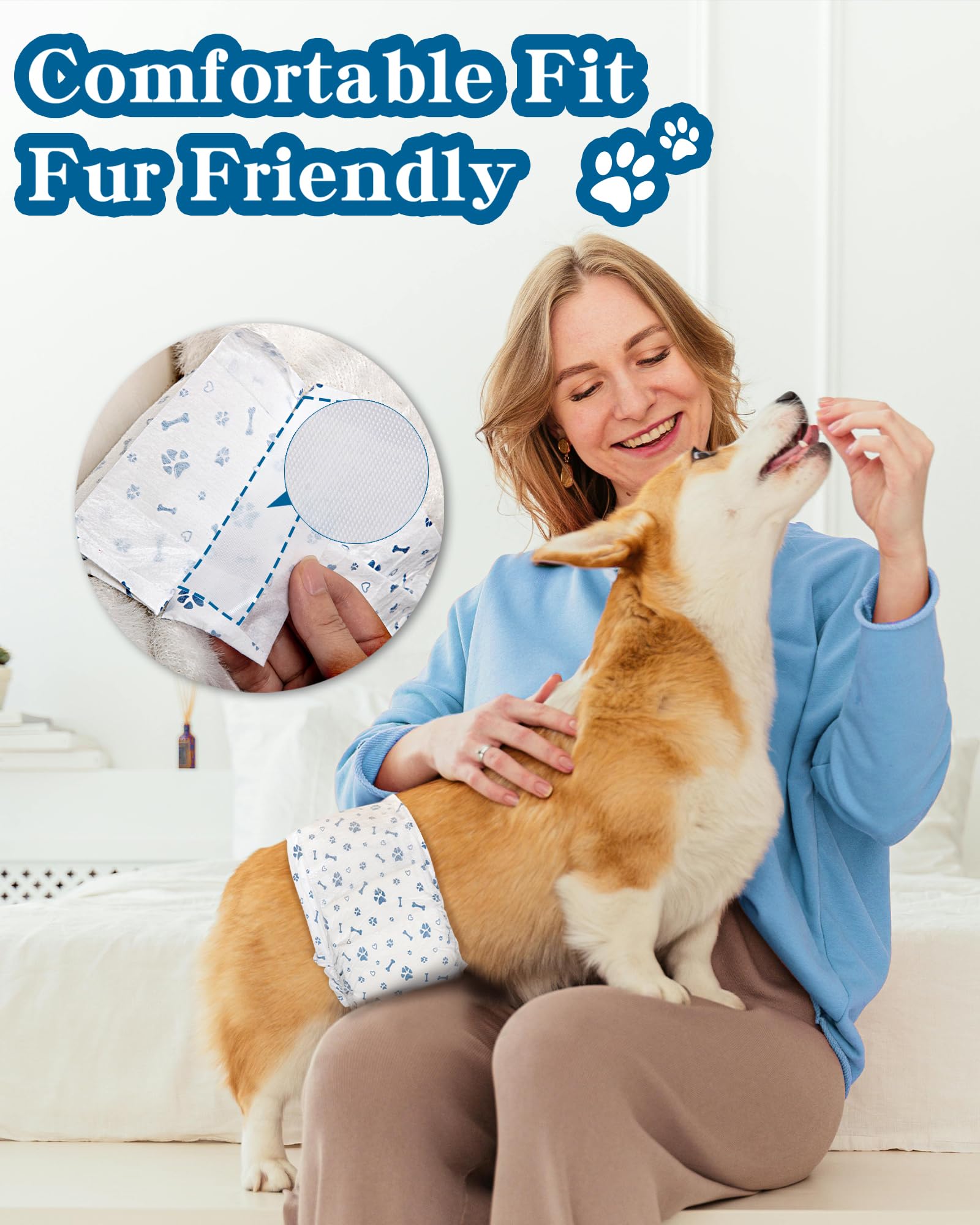 Pañales desechables para perros machos, tamaño mediano, 50 unidades, pañales para perros machos, pañales súper absorbentes para perros machos con marcado de incontinencia o micción excitable