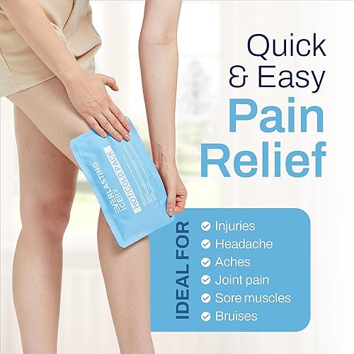 Miniatura 4 de Paquetes de hielo suaves reutilizables de gel caliente y frío, paquete de 4 paquetes de hielo de gel grandes, solución de terapia fría y caliente