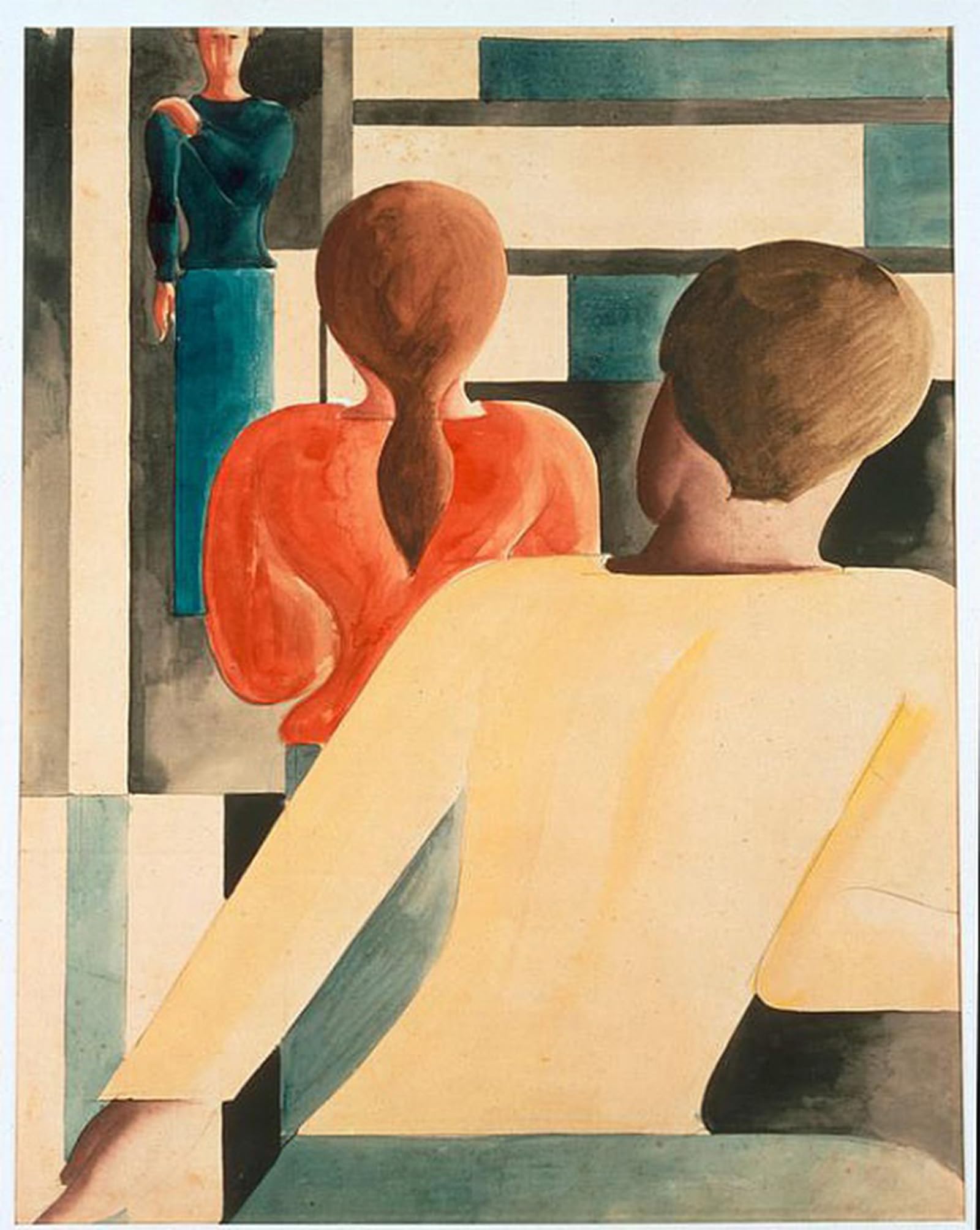 POSTERIIk Famous Modern Artwork Art Mural Interieur in Blau Gelb und Rot by Oskar Schlemmer Oil Paintings Pictures for Home Decor 60x90cm