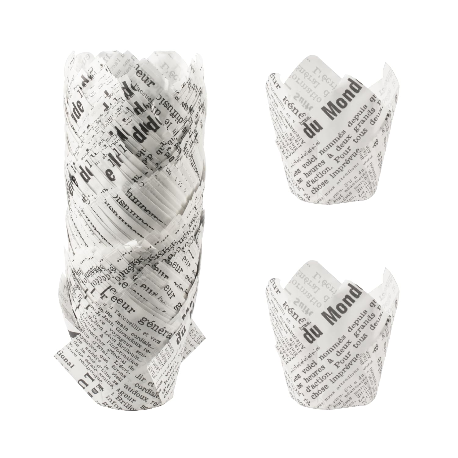 150 Pcs Tulip Muffin Cases, Cupcake Cases for Baking, Greaseproof Paper Muffin CasesMuffin Cups for Christmas Birthday Wedding Party(White Newspaper) (White)