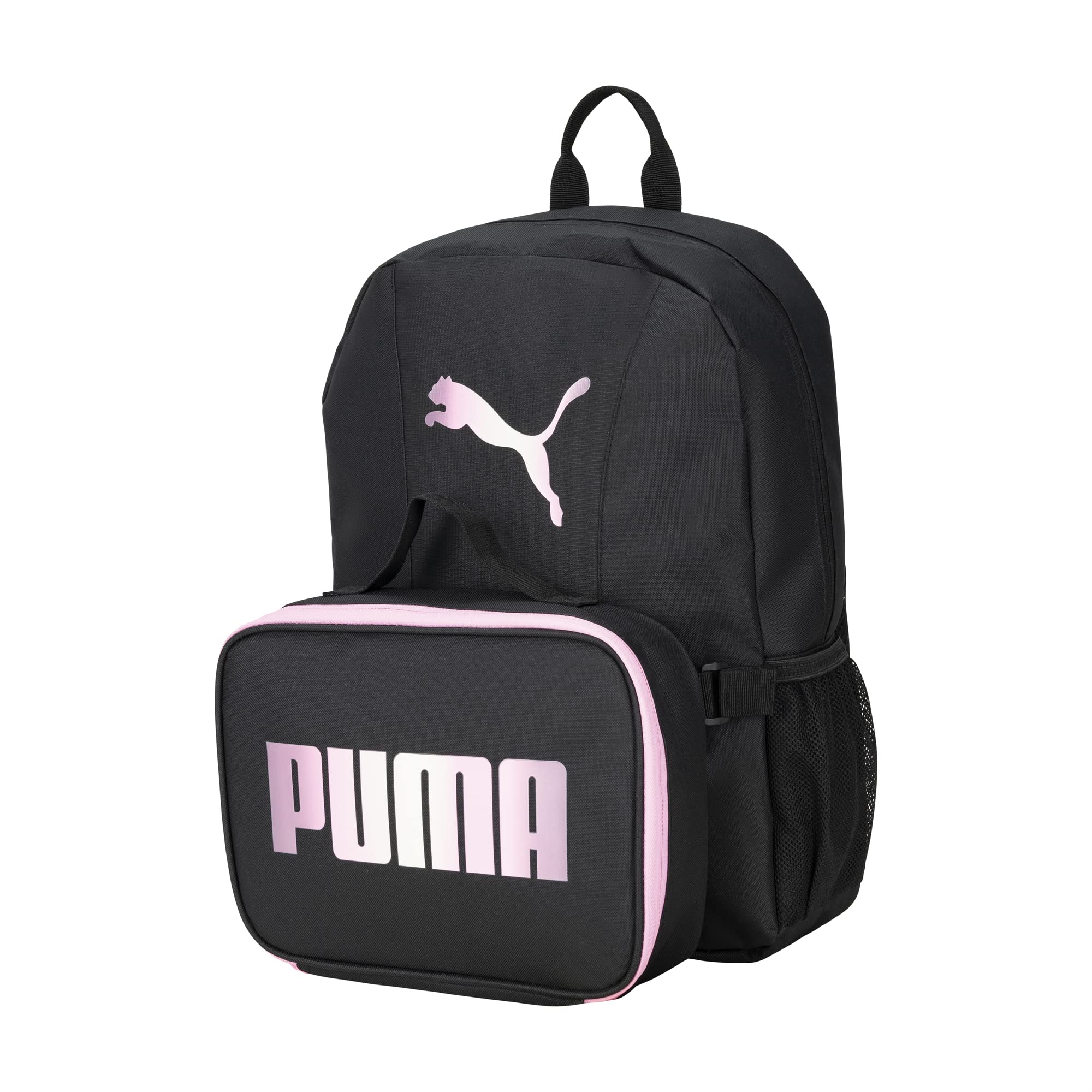 PUMA Kit de mochila y almuerzo para niños Combo, negro, rosado (Prism Pink/Black), talla unica