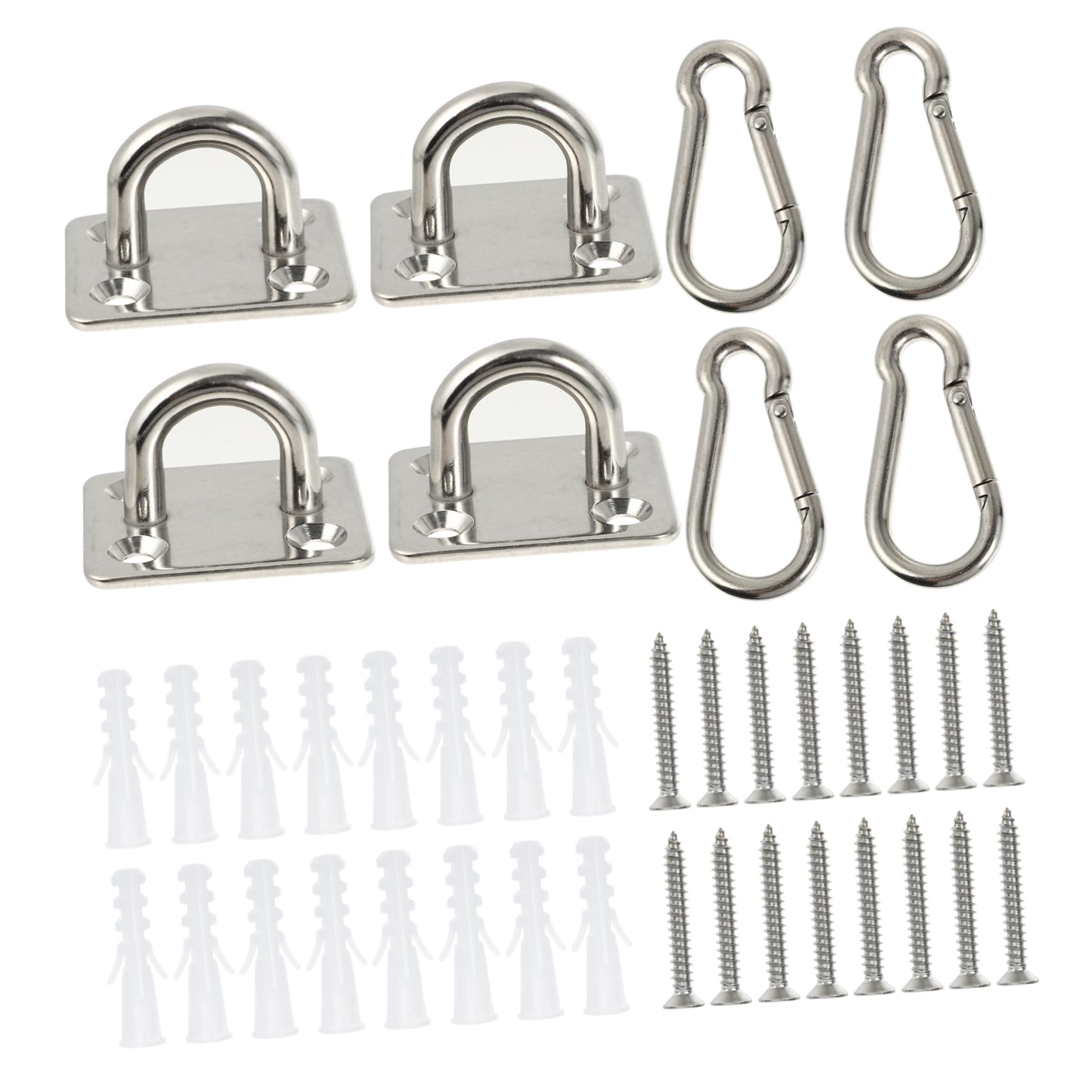 STOBAZA Stainless Steel Set of 4 Snap Hooks Screws Heavy Duty for Hammock Fan Light Fixtures