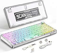 Ajazz K75PRO 75% Percent Keyboard,Gasket Hot Swappable Mechanical Keyboard,BT5.0/2.4GHz/USB-C Multimedia RGB Custom Keyboard,4000mah Transparent Keyboard for Android/iOS/Win/Phone-Ice Switches