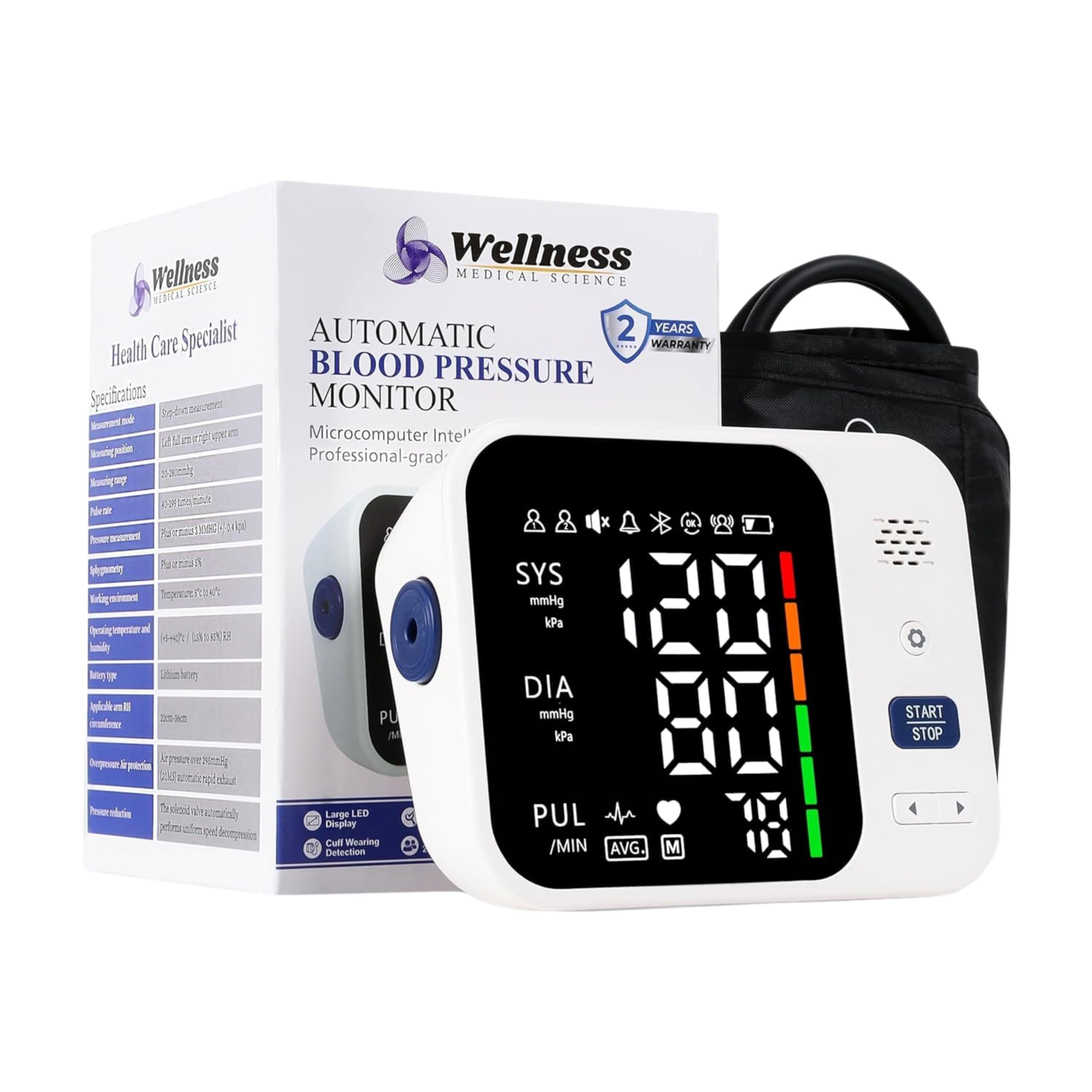 Bp Monitoring Machine for Home - Blood Pressure Monitor With USB-C, Talking Voice Mode, Large LED Display & Adjustable Cuff | Accurate Automatic BP Apparatus (BP-1)