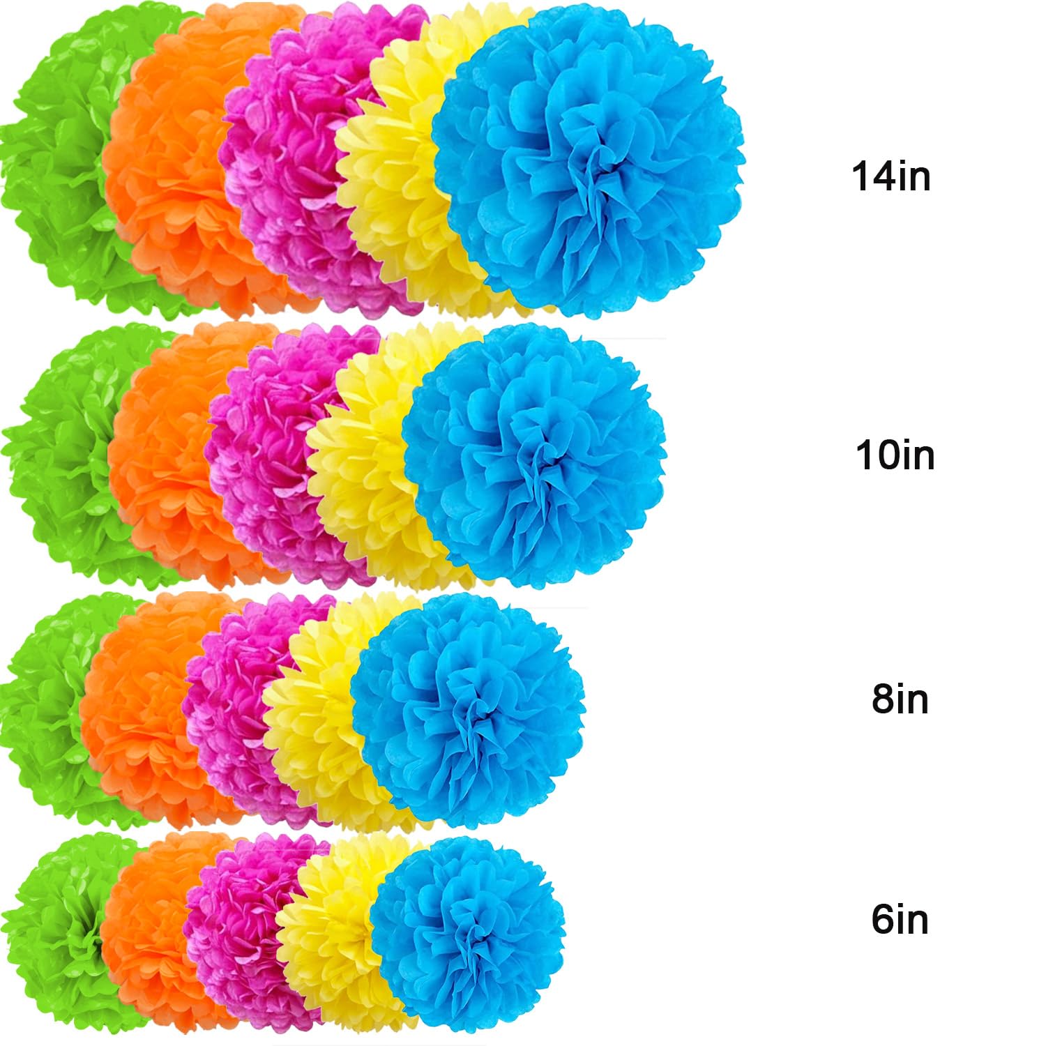 AimtoHome Party Tissue Paper Pom Poms 20 Pcs Tissue Paper Flowers Hanging Decorations for Birthday , Wedding, Bachelorette, Bridal Shower, Graduations, Baby Shower Decor (Multicolor)