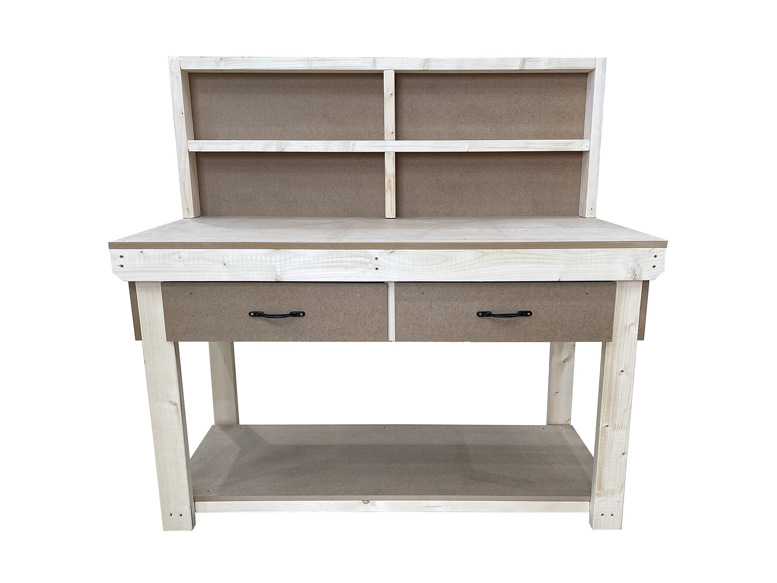 Arbor Garden Solutions Natural Wooden Workbench 18Mm Mdf Top With Drawers And Back Panel - Industrial Heavy-Duty Garage Storage Table (V.1) (6Ft)