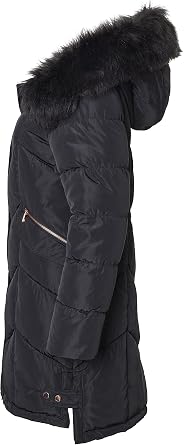 Sportoli Women Quilted Long Winter Coat Fur Trim Plush Lined Hood Puffer Jackets