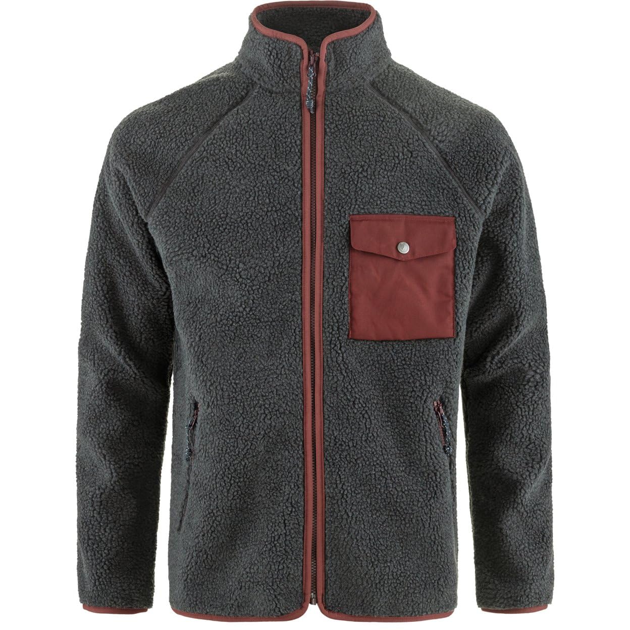 FJALLRAVEN 84158-030-352 Vardag Pile Fleece M Sweatshirt Men's Dark Grey-Maroon Size S