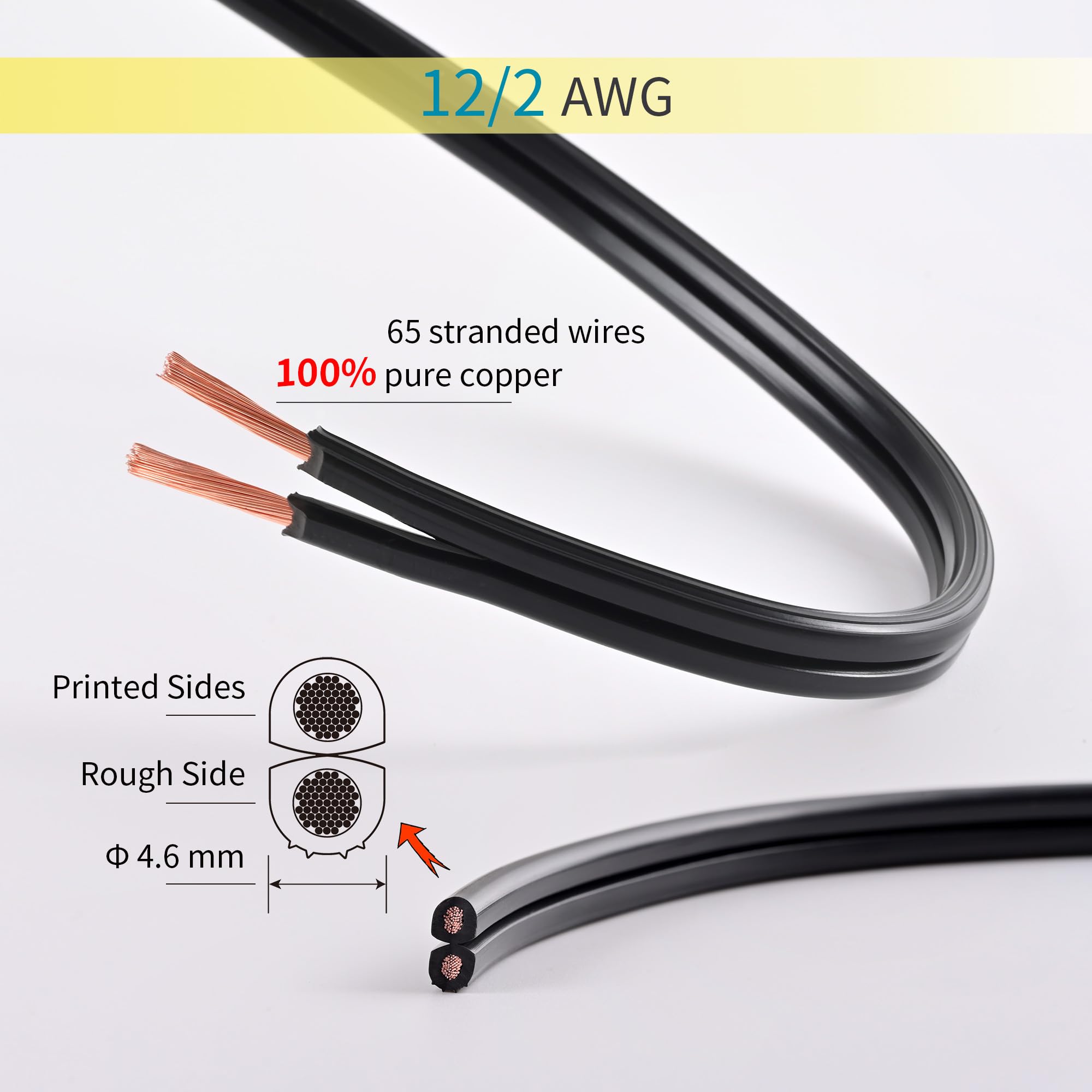 12/2 Low Voltage Landscape Wire 100 Feet, 12 Gauge 2 Conductor, Outdoor Waterproof, Direct Buried Landscape Lighting Wire, Pure Copper Making (100FT)