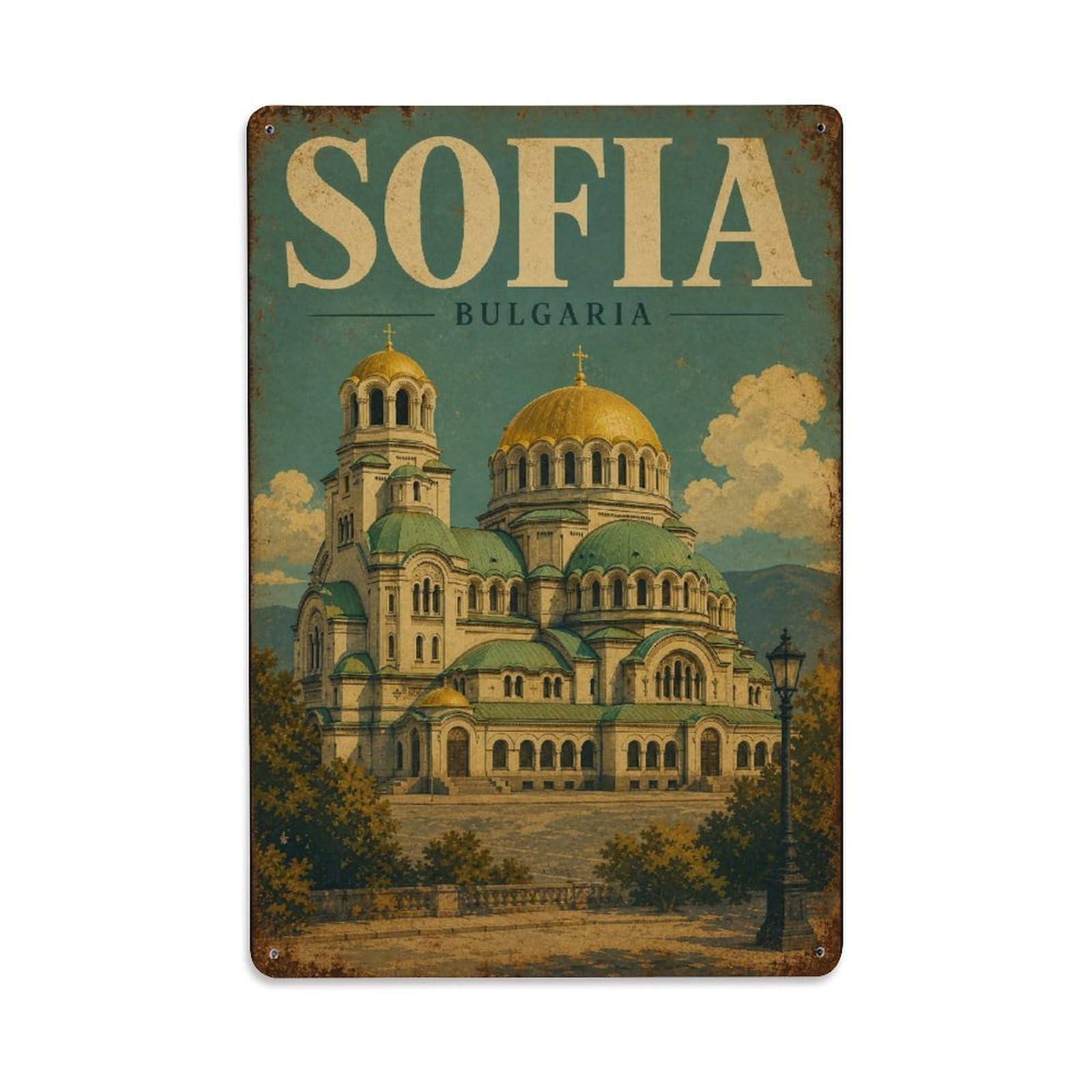 Retro Travel Bulgaria Sofia Metal Tin Sign