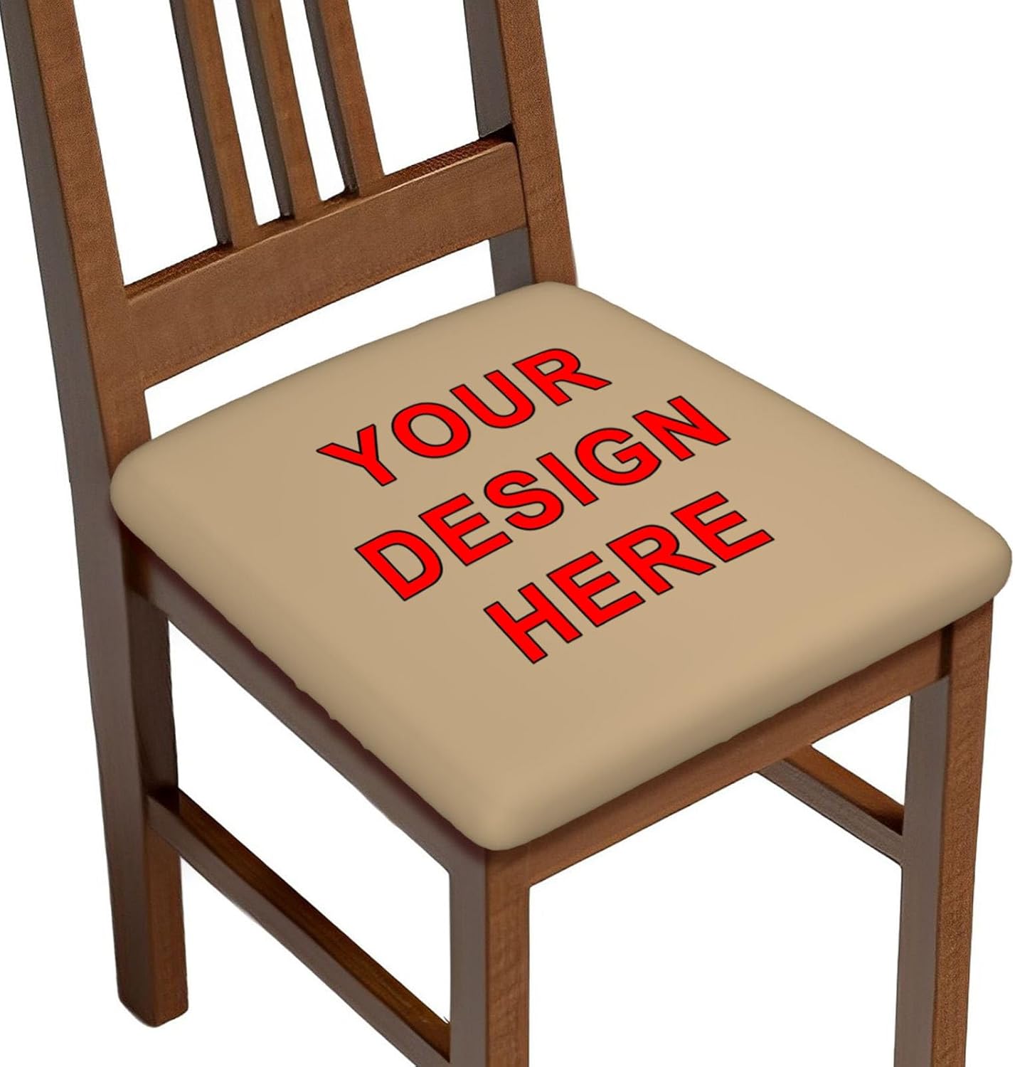 Personalized Stool Covers Square Bar Chair Case Custom Picture Text Seat Cushion Cover Home Dining Room Patio Outdoor Indoor Seats Decor Fit for 14-19 Inch Stools, 6 PCS, Tan
