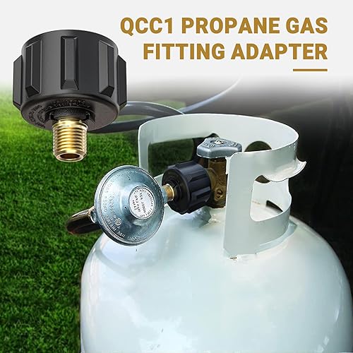 Miniatura 6 de onlyfire 5040 QCC1 Acme Nut Adaptador de montaje de gas propano con rosca macho de 14 pulgadas, latón