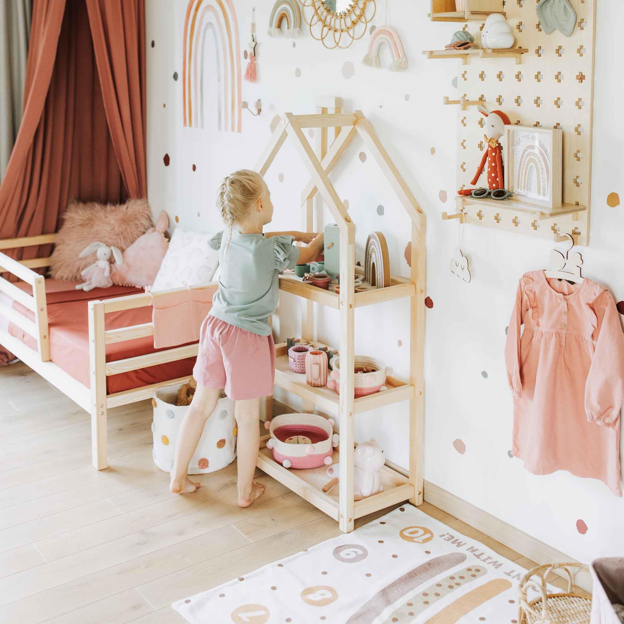 Sweet Home from wood Estantería para habitación Infantil, estantería Montessori. (Madera de Pino)