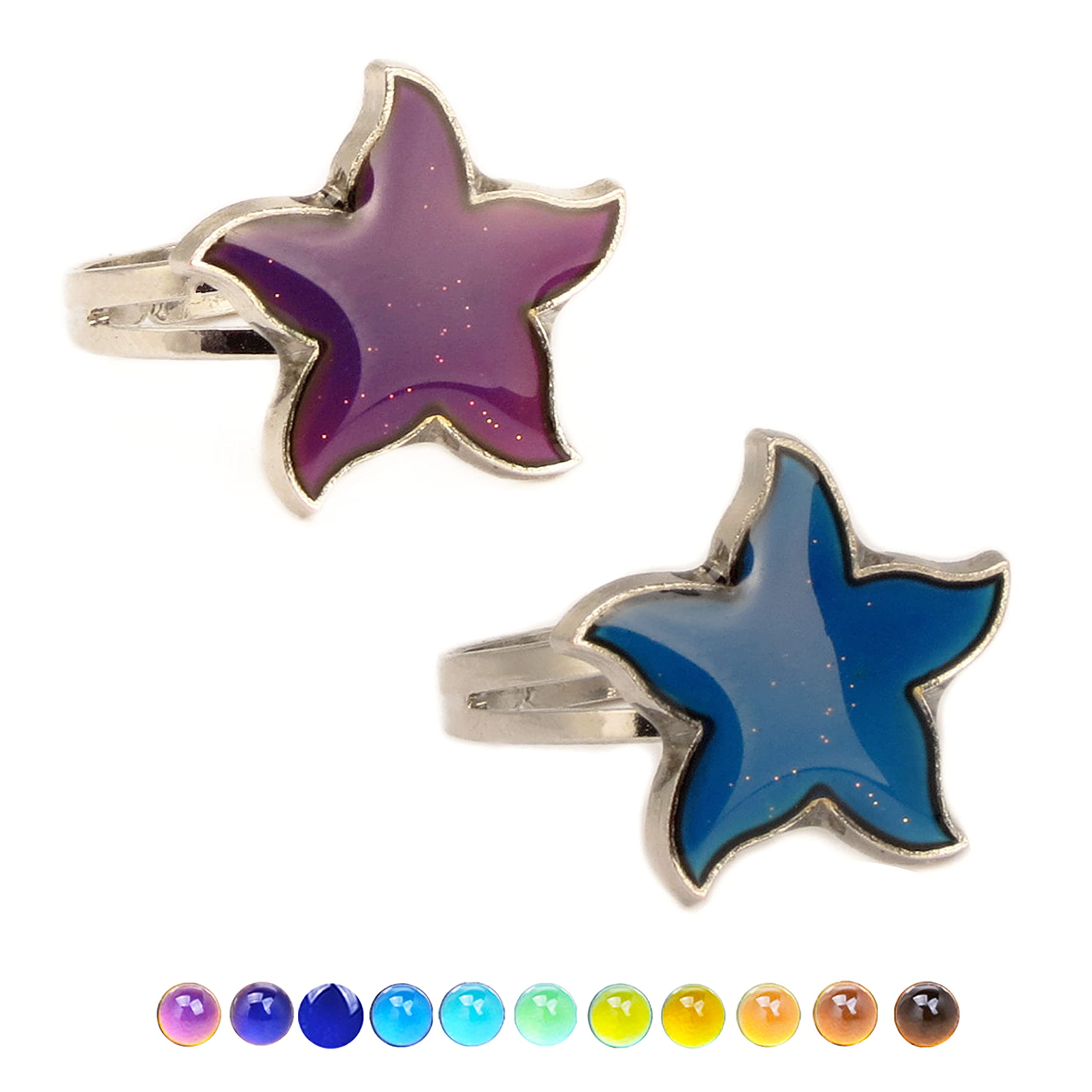 2 PCS Oval Mood Ring Retro Style Adjustable Finger Ring for Lovers Friends-One Size fits All