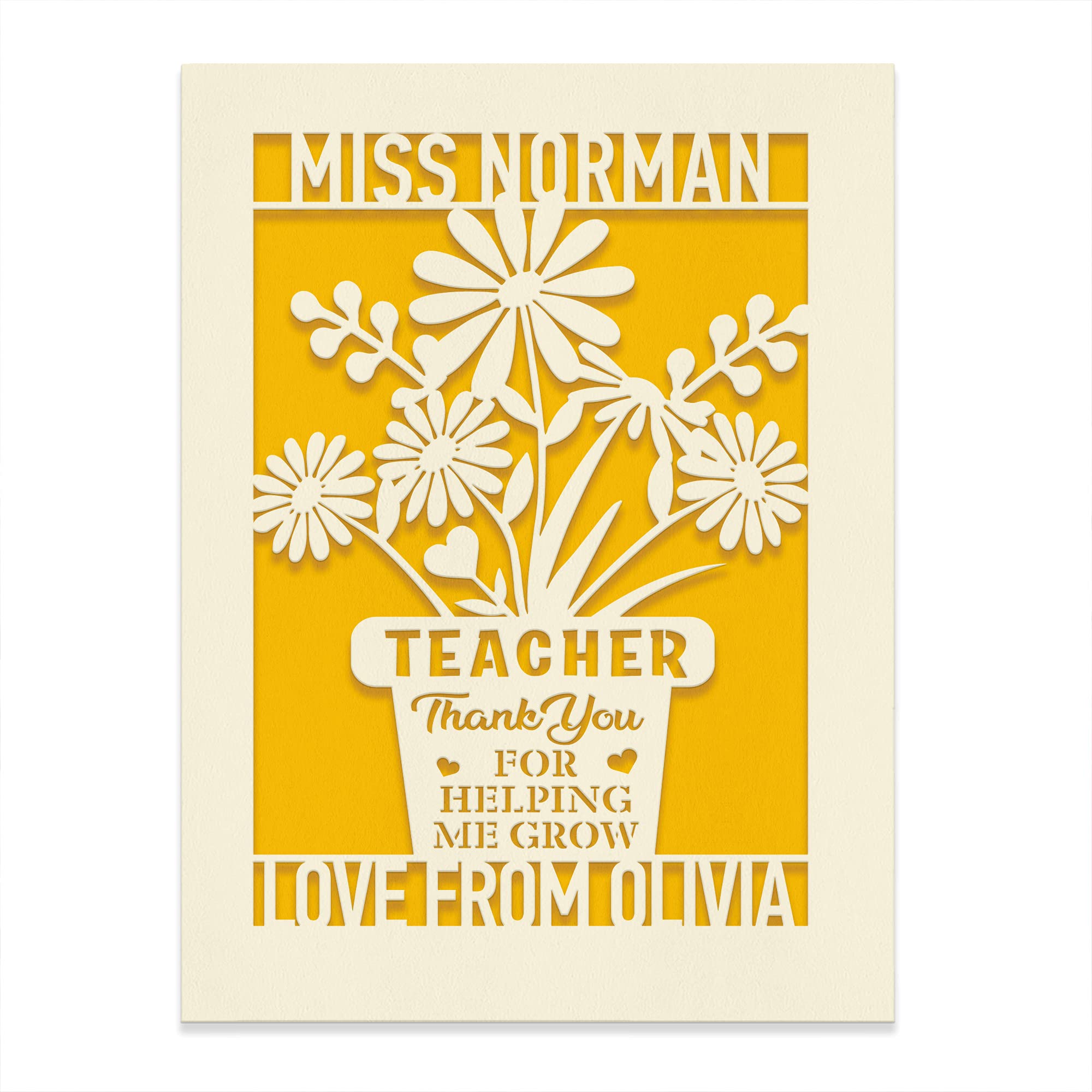 EDSG Personalised Thank You Card | Laser Paper Cut Thank You Teacher Cards with Envelopes Best Teacher Gifts Appreciation Gift for Women Men Tutor Assistant Nursery Graduation (Gold) โ image 1