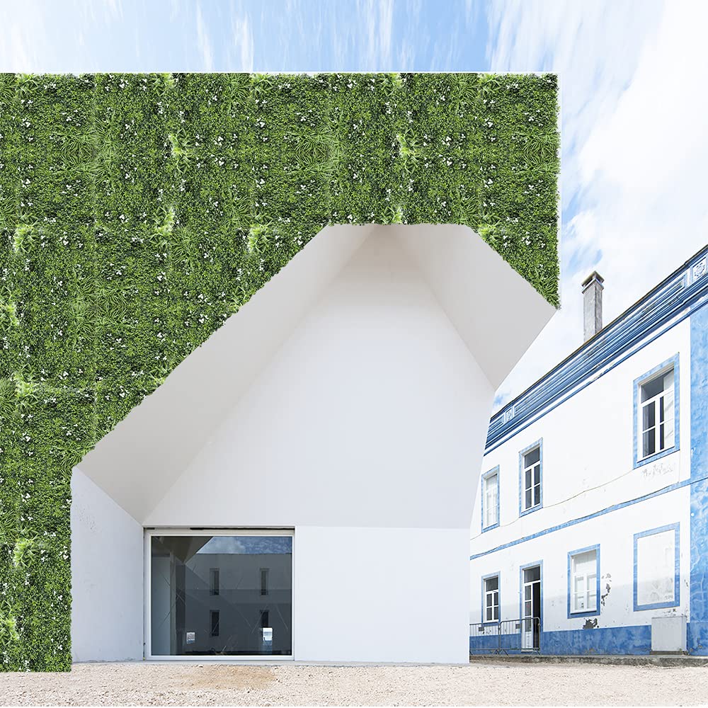 SunnyRoyal 1 panel de boj artificial de 40 x 40 pulgadas, seto topiario de pared de vegetación, pantalla de hiedra de privacidad, decoración de imitación para uso en interiores y exteriores,