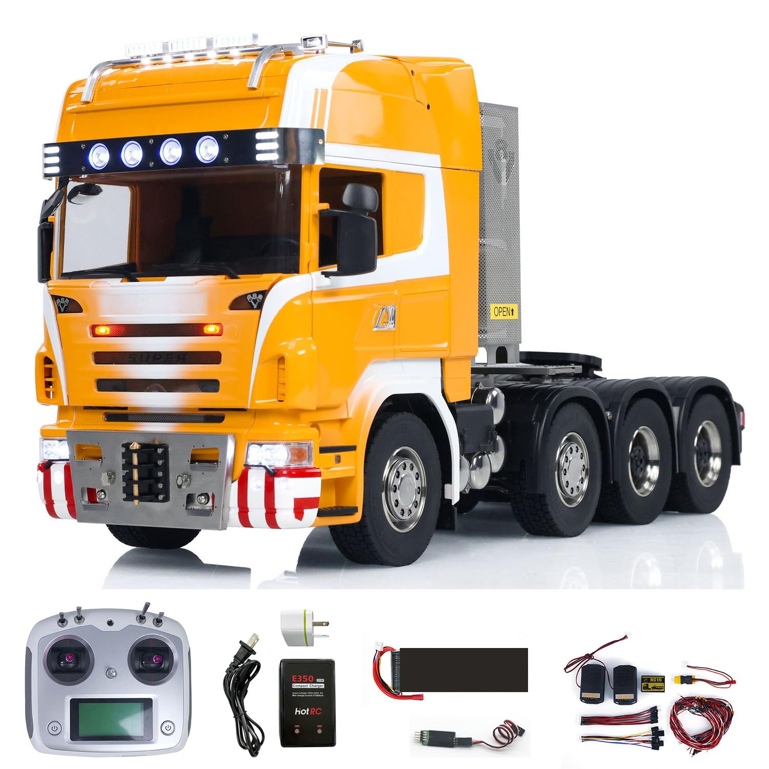 1 14 8X8 RC Tractor Truck RTR R620 Metal Remote Control Cars 3-Speed Gearbox for Adult Hobby