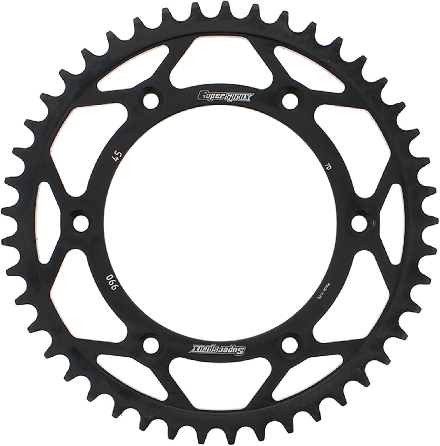 Supersprox Steel Sprocket Black 45T - RFE-990-45-BLK for Husqvarna FC 350 2014-2019, FC 250 2014-2019, FC 450 2014-2019, FC 450 Rockstar Edition 2018, FE 250 14-19, FE 350 14-19, FE 350S 15 16
