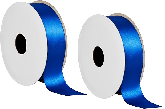 Offray 454006 7/8" Wide Single Face Satin Ribbon for Gift Wrapping, Decoration, and Crafts, Two Pack of 6-Yard Spools, Royal Blue