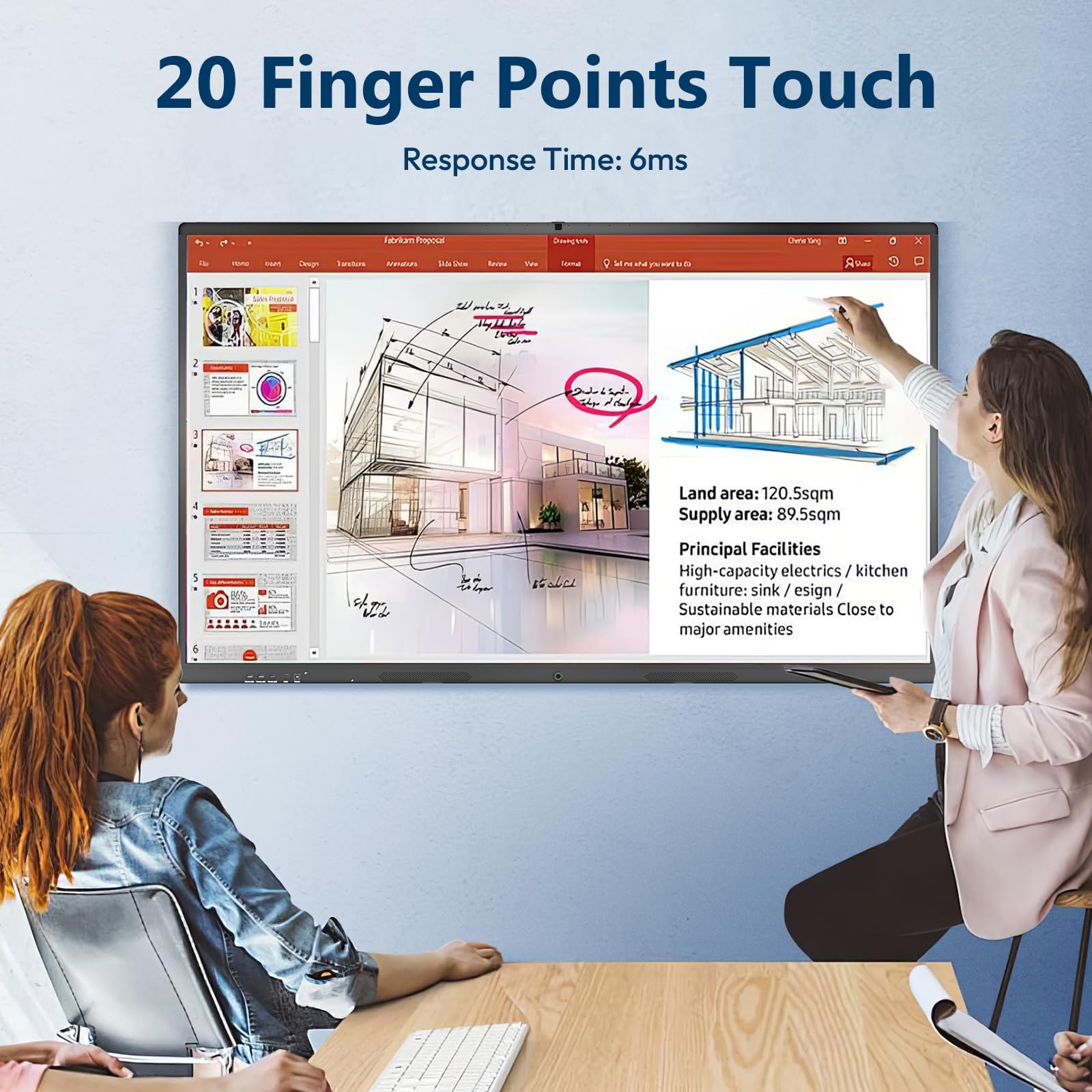 MWE 65 Pollici 4K UHD Touchscreen Interattive Lavagna Digitale, 8+64GB, Microfono Incorporato, Telecamera, Supporto WiFi, HDMI, Bluetooth, Monitor Pubblicitario