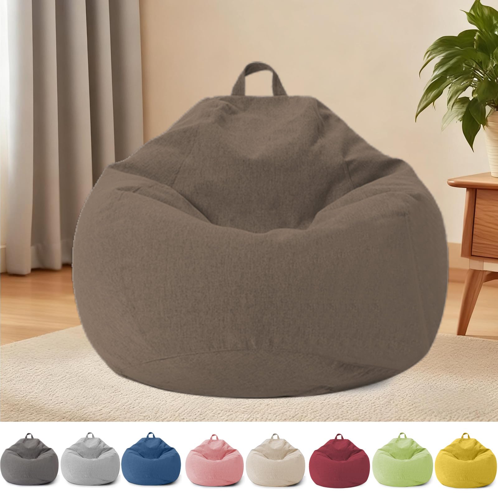 YushengTai Bean Bag Children, Adults, Bean Bag Cover Without Filling, with Zip, 100 x 120 cm Bean Bag Chair for Bedroom, Office, Living Room, Patio (Coffee Brown)