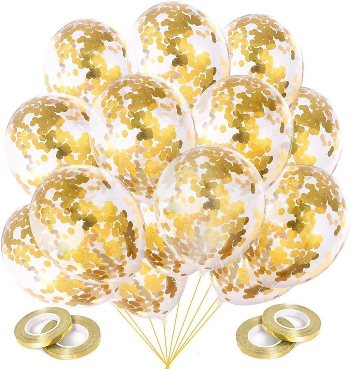60pcs Gold Confetti Balloons,12 Inch Latex Party Balloons with Gold Glitter Balloons for Party Decorations, Wedding Engagement Baby Shower (Gold)