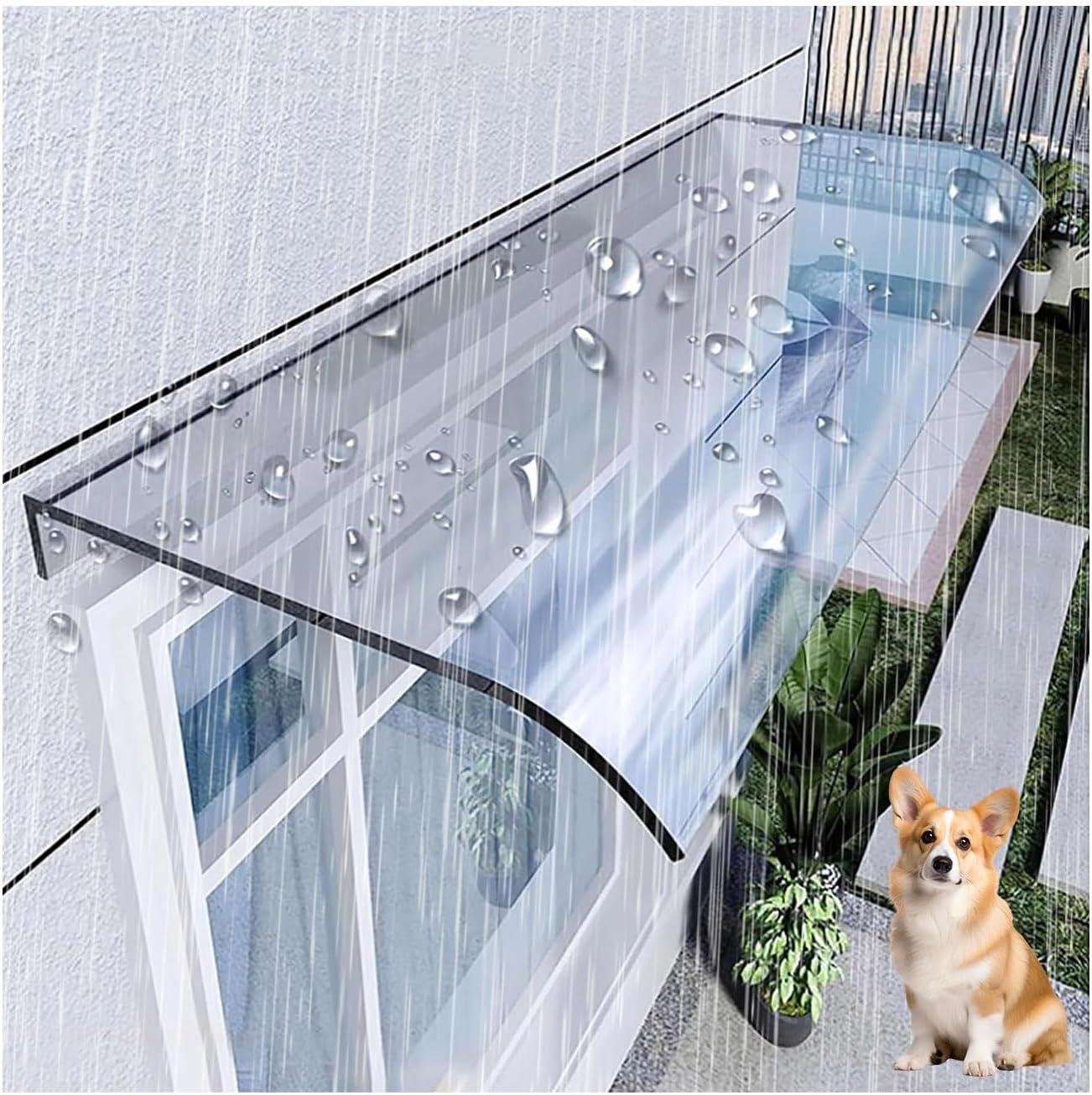 Awning for Door Entrance, Door Awnings Exterior, Front Door Transparent Canopy, Portable Window Awning Outdoor, Multifunctional Invisible Window Awning, for Garden, front door and Patio(40x80cm/15.7x3