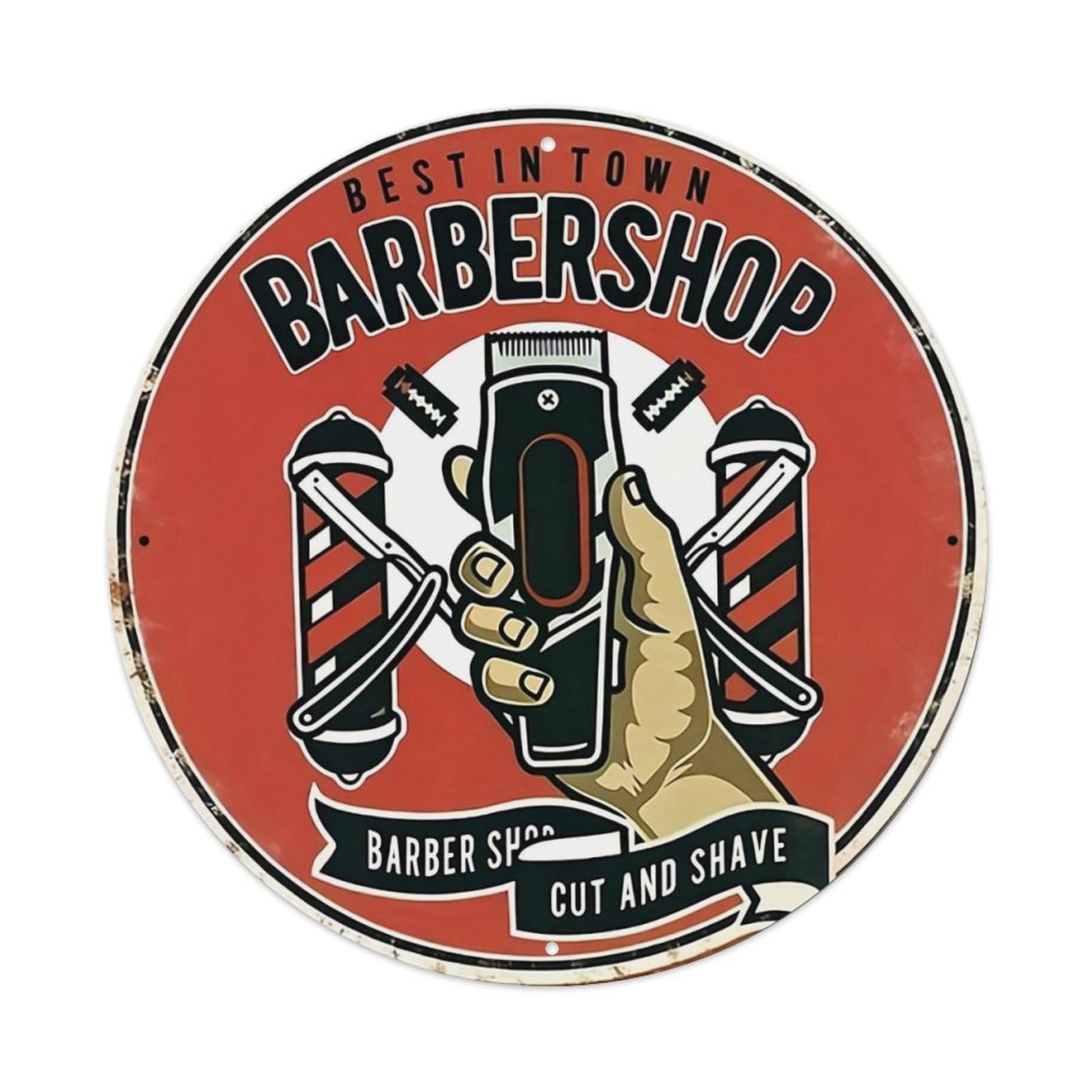 Lvalogy Style Barbershop Hand Holding Clipper Design Metal Tin Sign Plaque