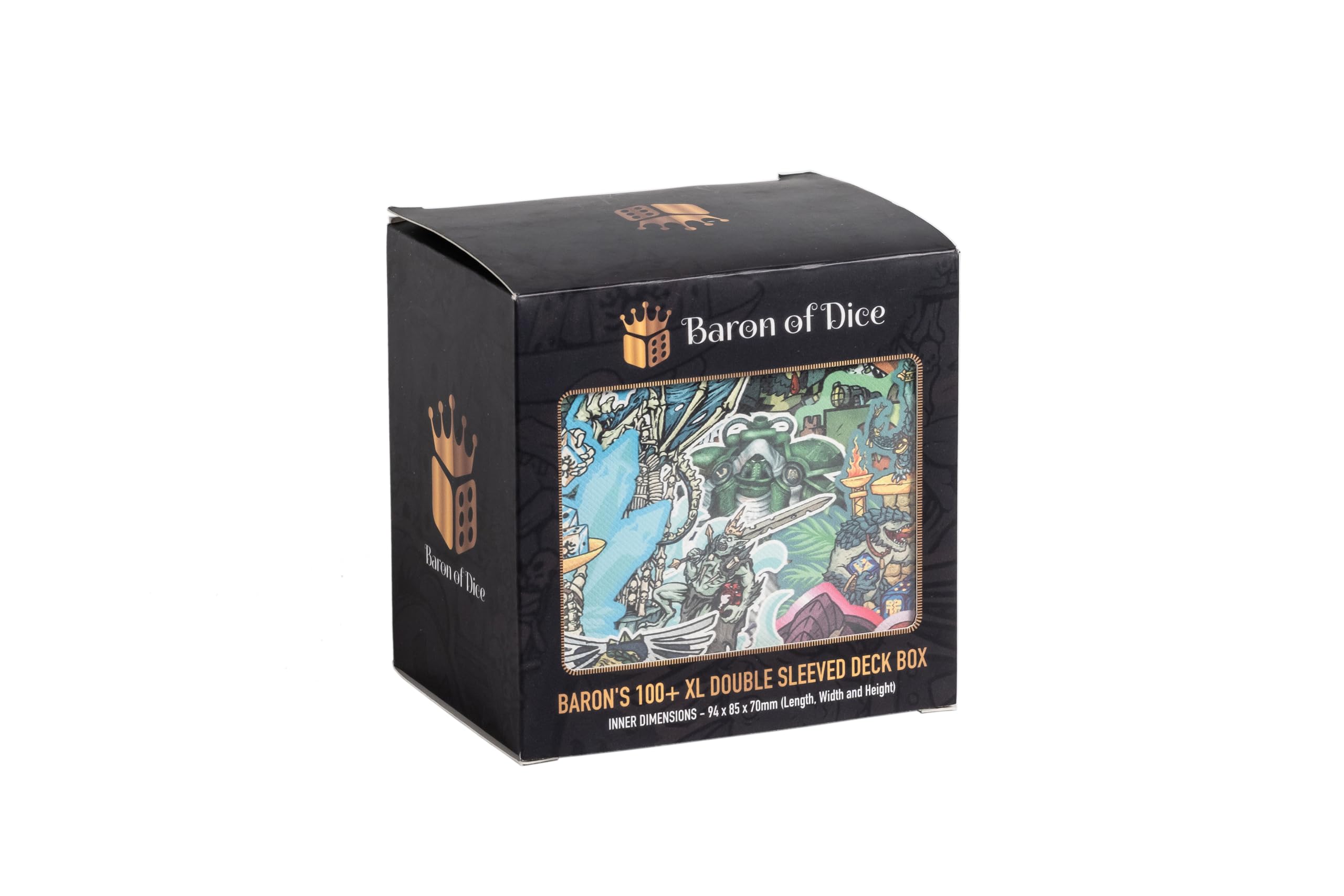 Baron of Dice Grimdark Collage Deck Box | 100+ Double Sleeved Card Capacity | Magnetic Closure