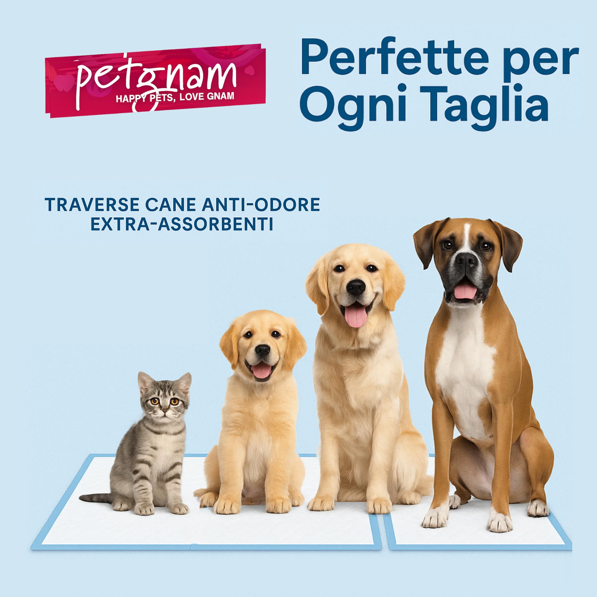 100 Tappetini Igienici per Cani 60x90, A Strati - Traversine Cane Super Assorbenti, Tappetino Antistrappo e Antiodore - Traverse Antiscivolo per Cani e Gatti (100, 60x90)