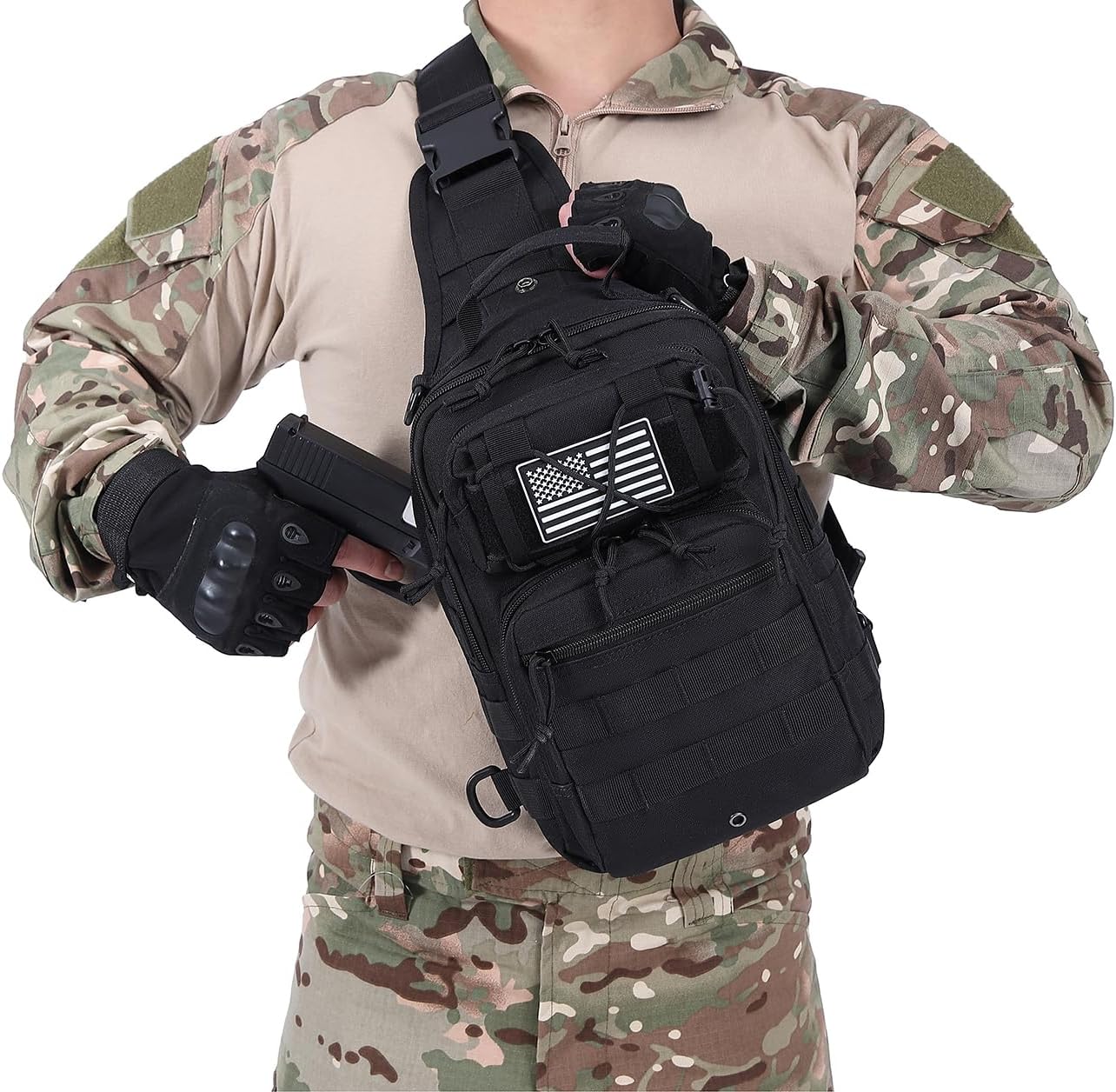 Tactical Sling Backpack Military Crossbody Bag Pack for Mens One Shoulder Holster Sling Bag 10L - Image 6