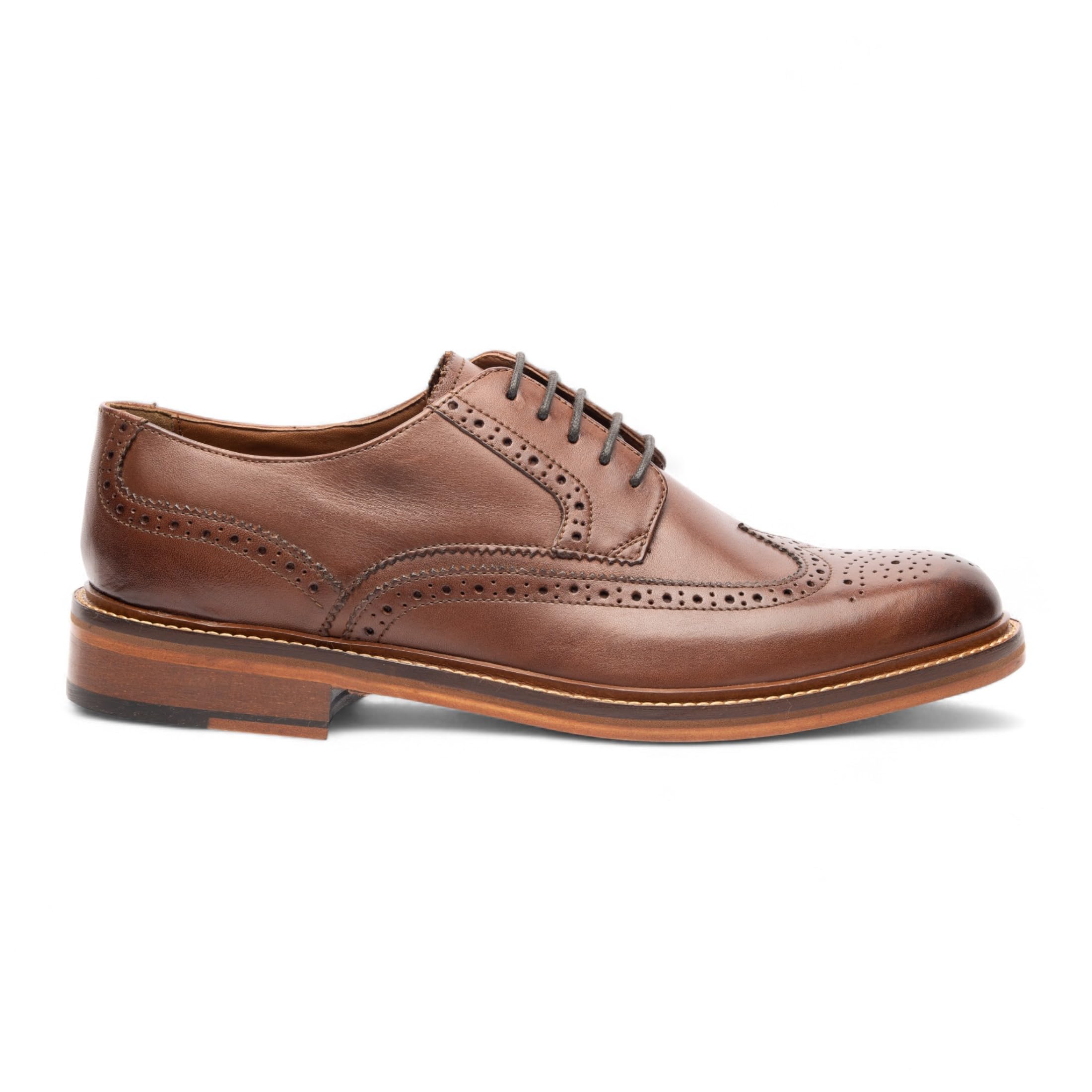 Scarpe Eleganti da Ufficio in Pelle Marrone Derby Brogue Oxford da Uomo Chapman & Moore