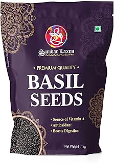 SundarLaxmi Basil Seed - 1Kg Sabja Seeds Beat the Summer Heat High Fibre and Omega 3 Seeds for Eating Weight Management