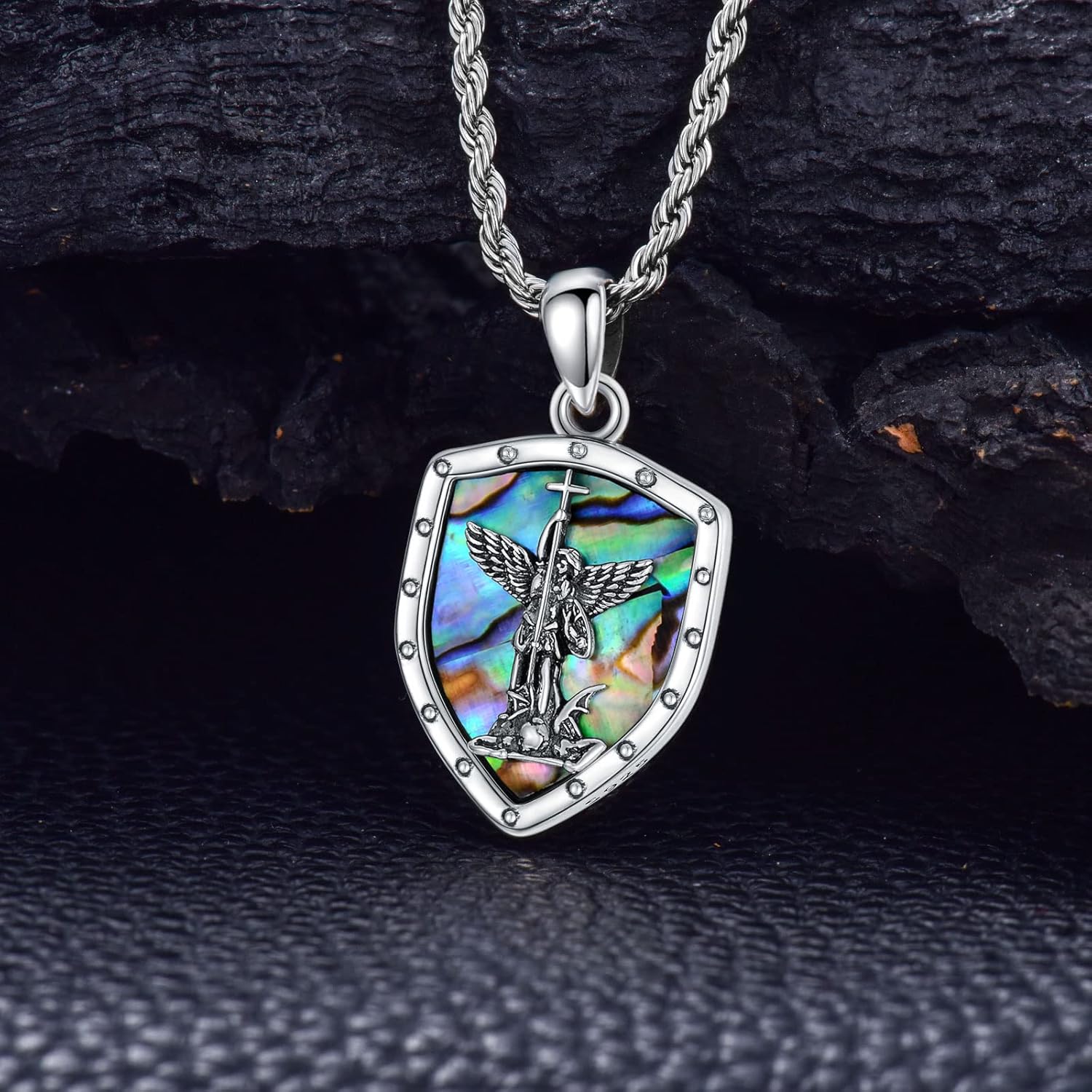 LONAGO Saint Michael Shield Necklace Archangel St Michael Pendant Necklace Gift for Men Father Friend Brother - Image 2